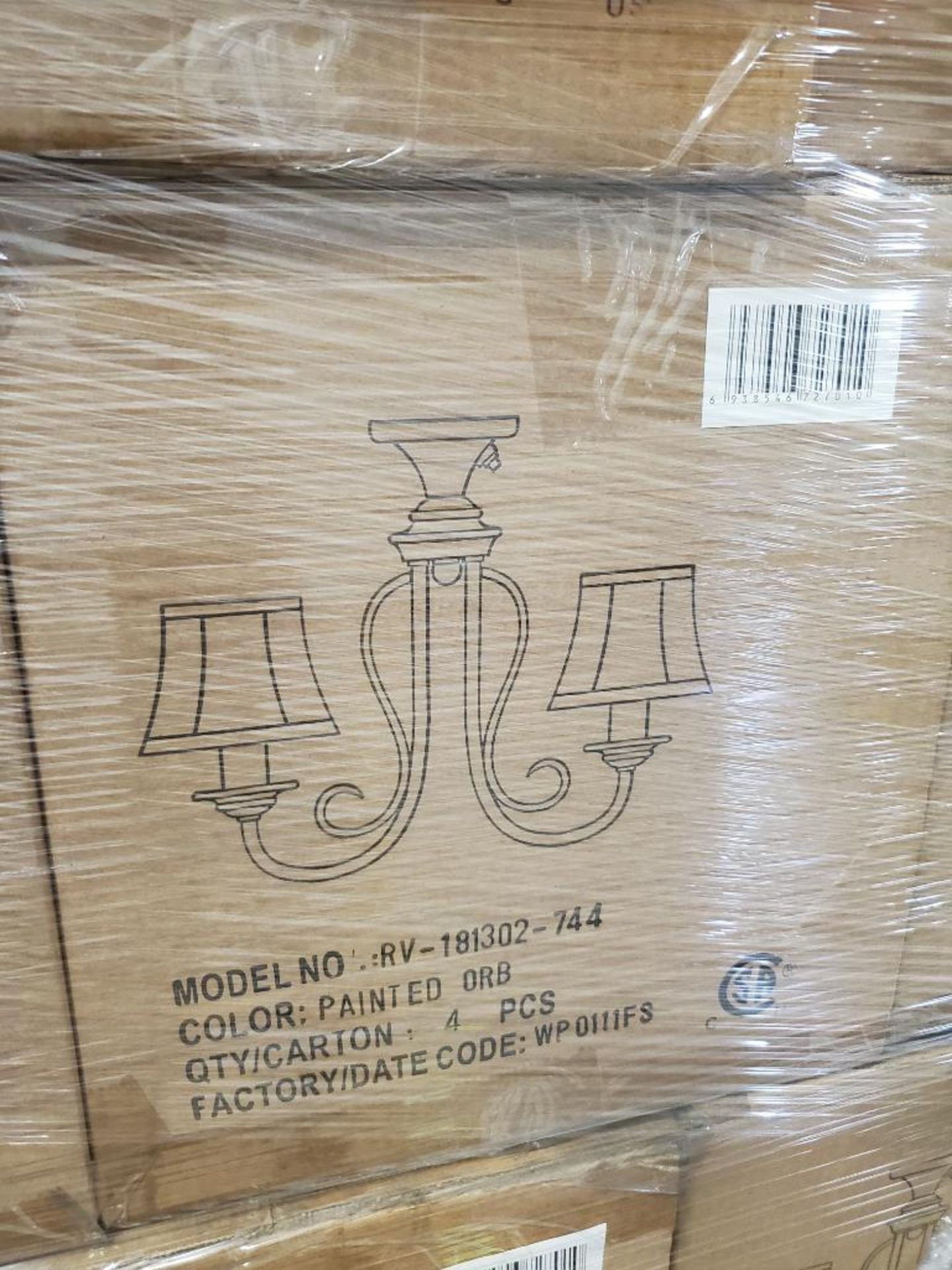 Qty 159 - SunLink 12 volt 2-light chandelier w/ shade. Part # RV-181302-744. New in bulk box. - Image 8 of 9