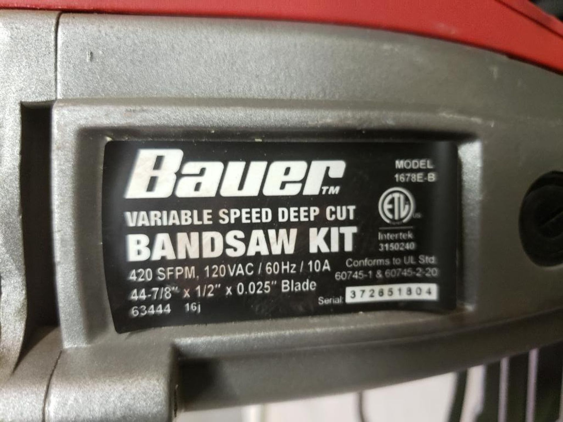 Bauer variable speed portable bandsaw kit. Model 1678E-B - Image 5 of 5