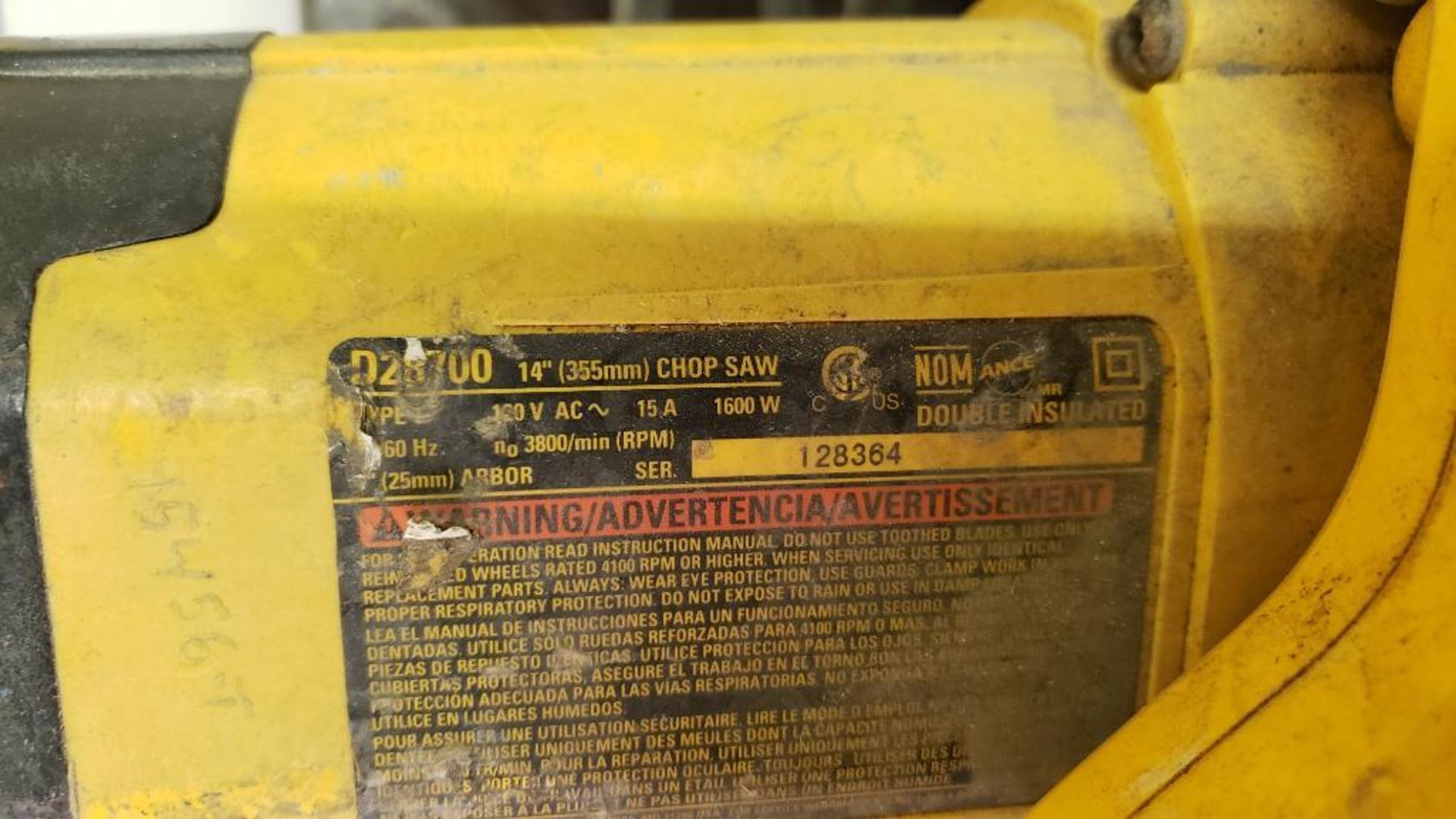 DeWalt D28700 14" Chop saw. - Image 5 of 8