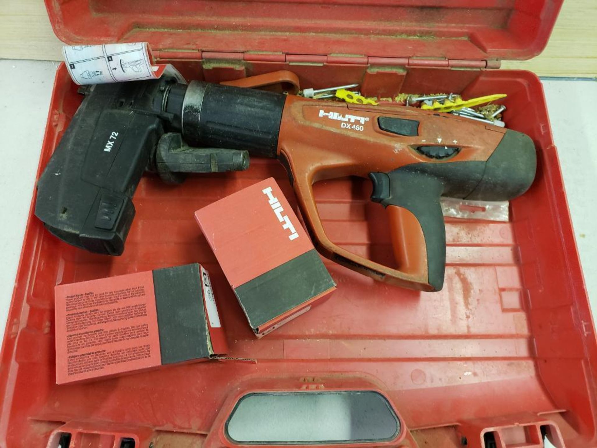 Hilti DX460 powder actuated fastening tool, with MX72 nail magazine.