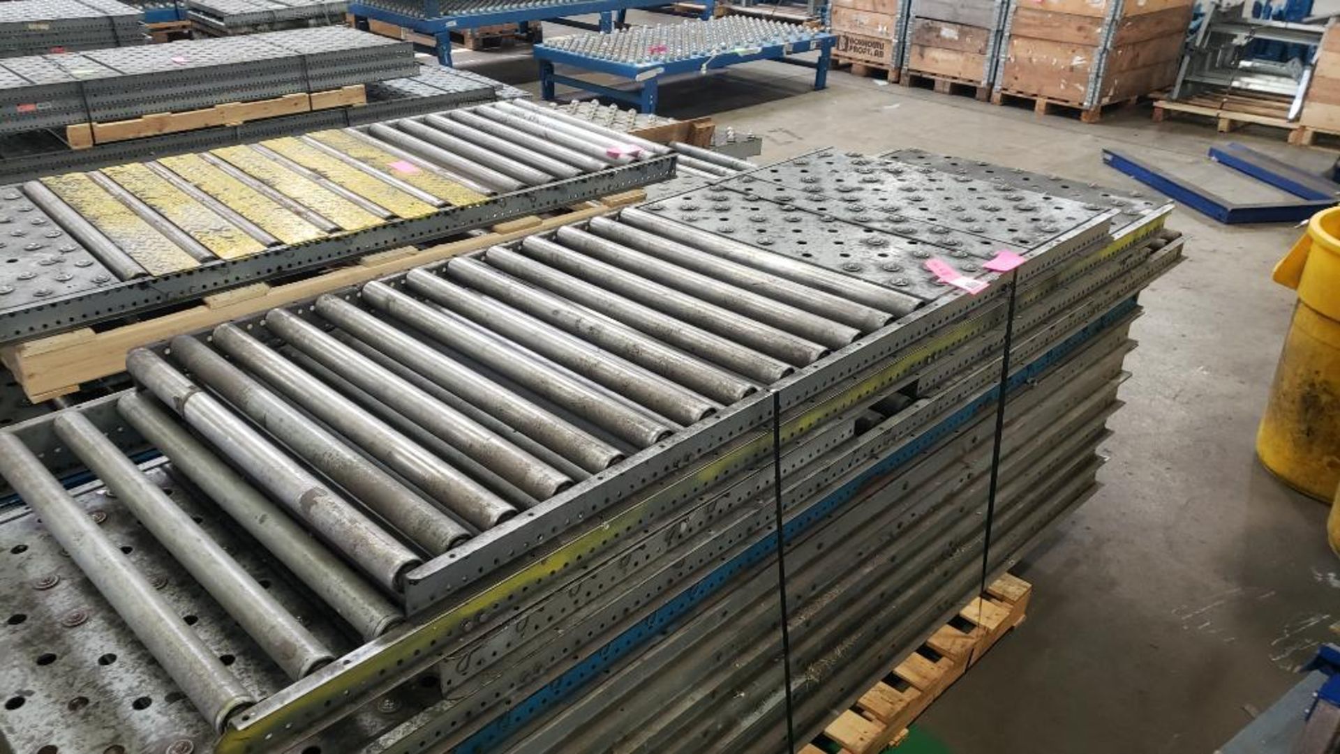 Qty 11 - Sections of roller conveyor. 34" W x 79" longest length. - Image 2 of 4