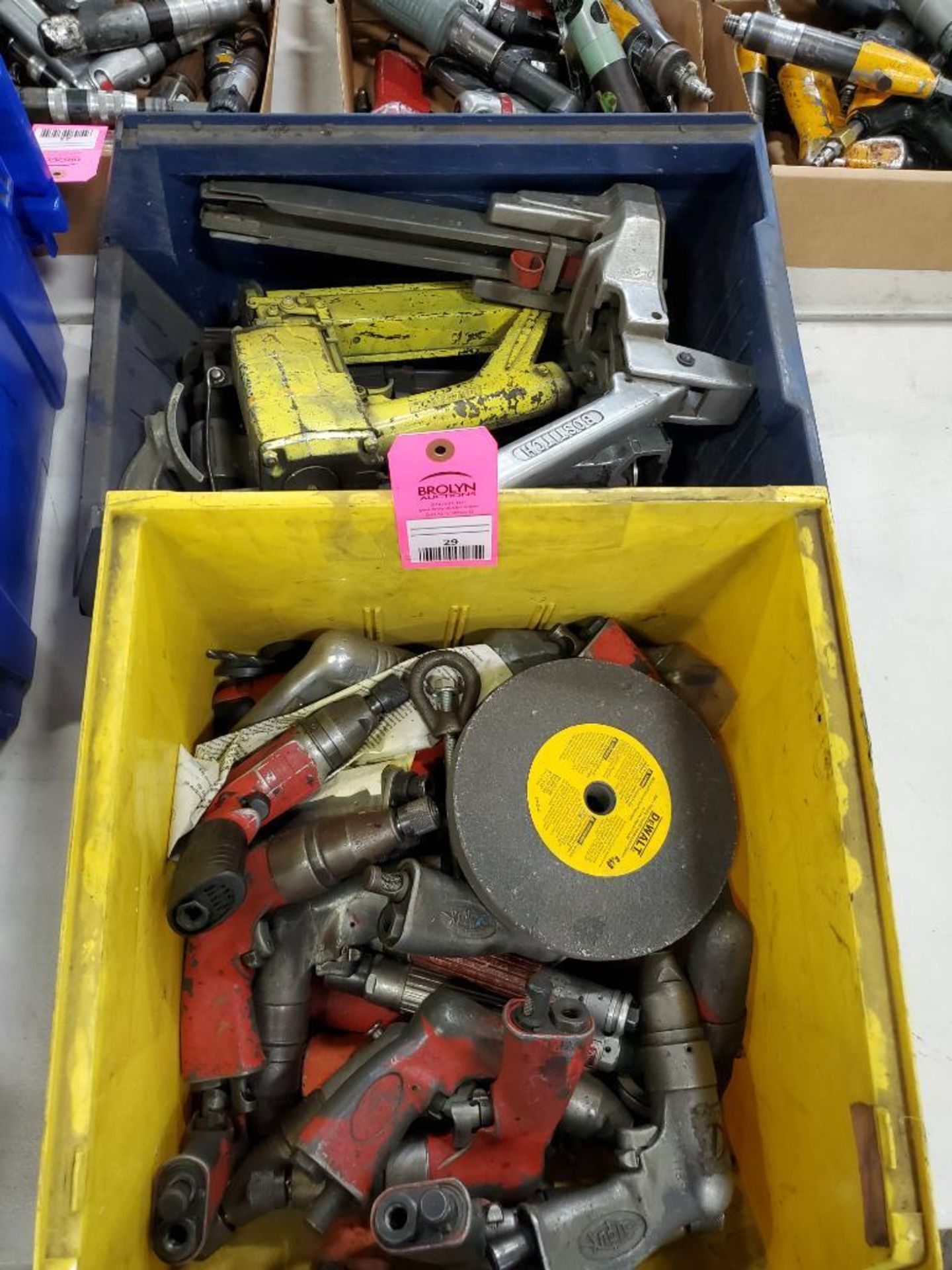 Assorted air tools. Staplers, drivers.