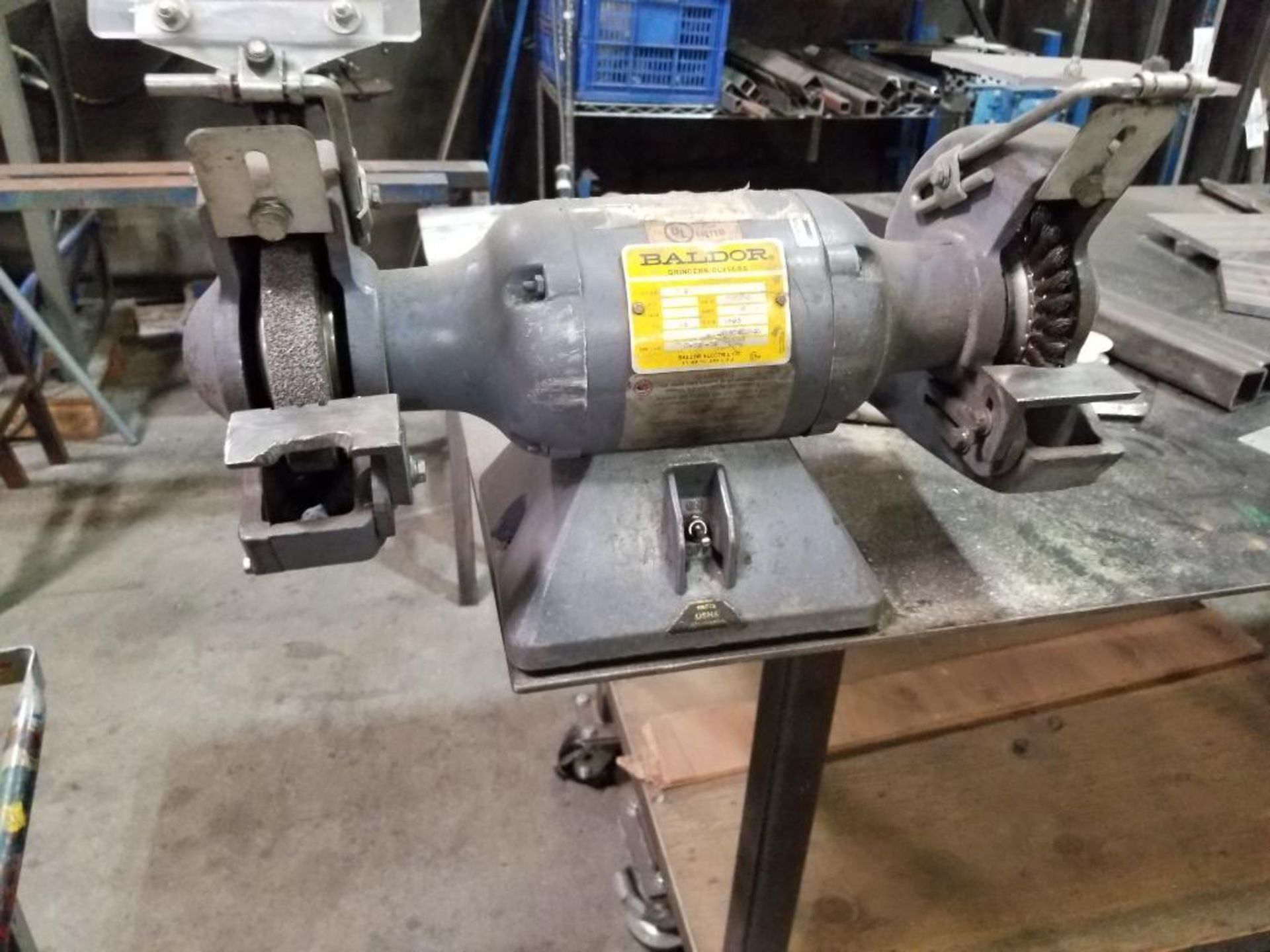 0.5HP Baldor grinder buffer 7307 115/220V single phase. Table included with contents.61x37x37 WxDxH. - Image 3 of 7