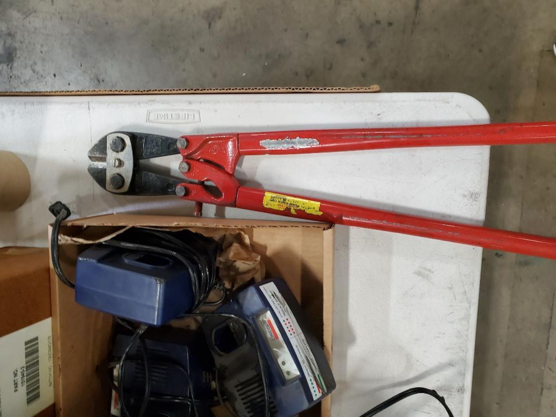 Assorted electrical power supply, cords, chargers, hand tool cutter, hand held scanners. - Image 9 of 17