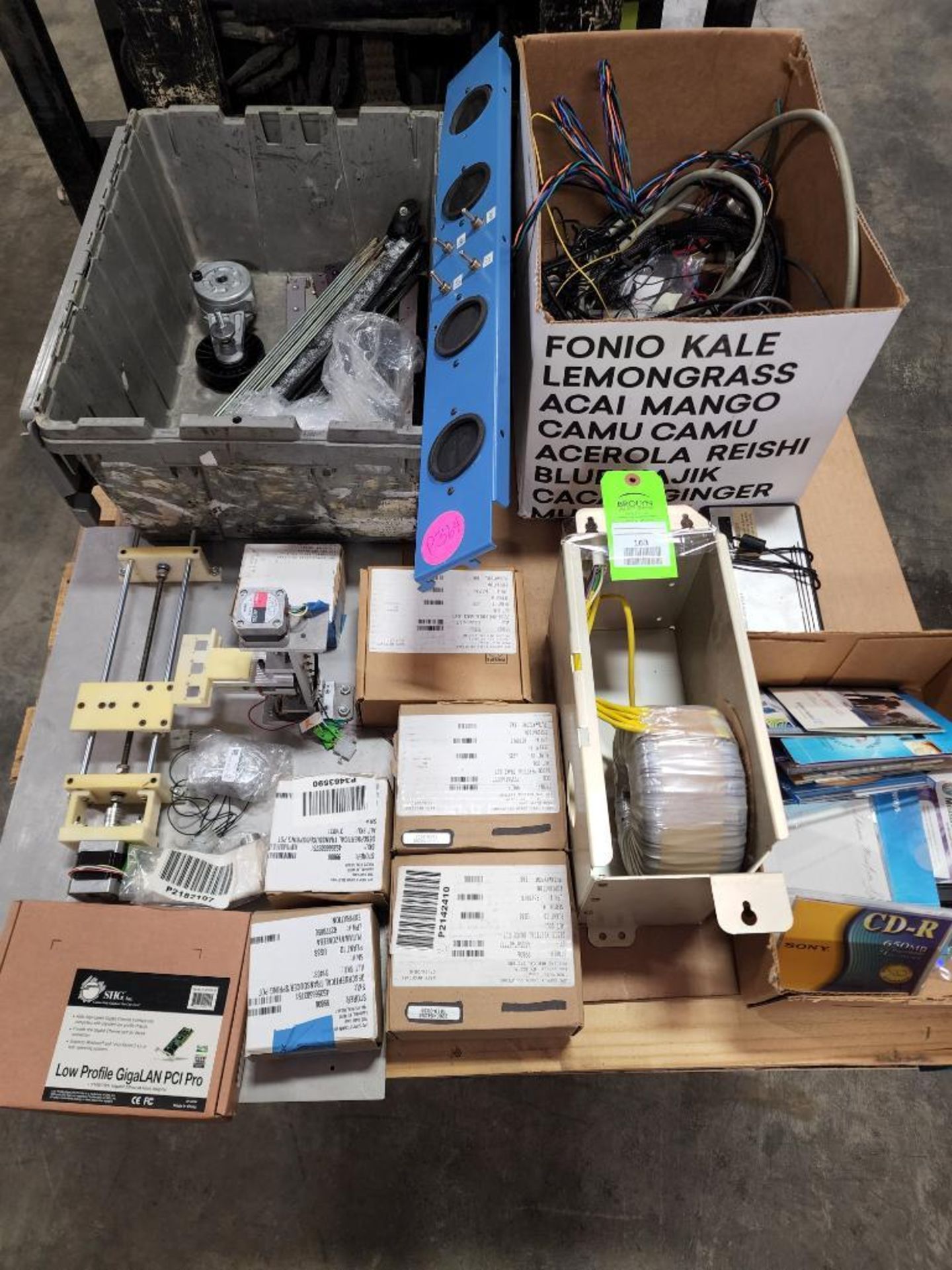 Pallet of assorted test support equipment and electrical.
