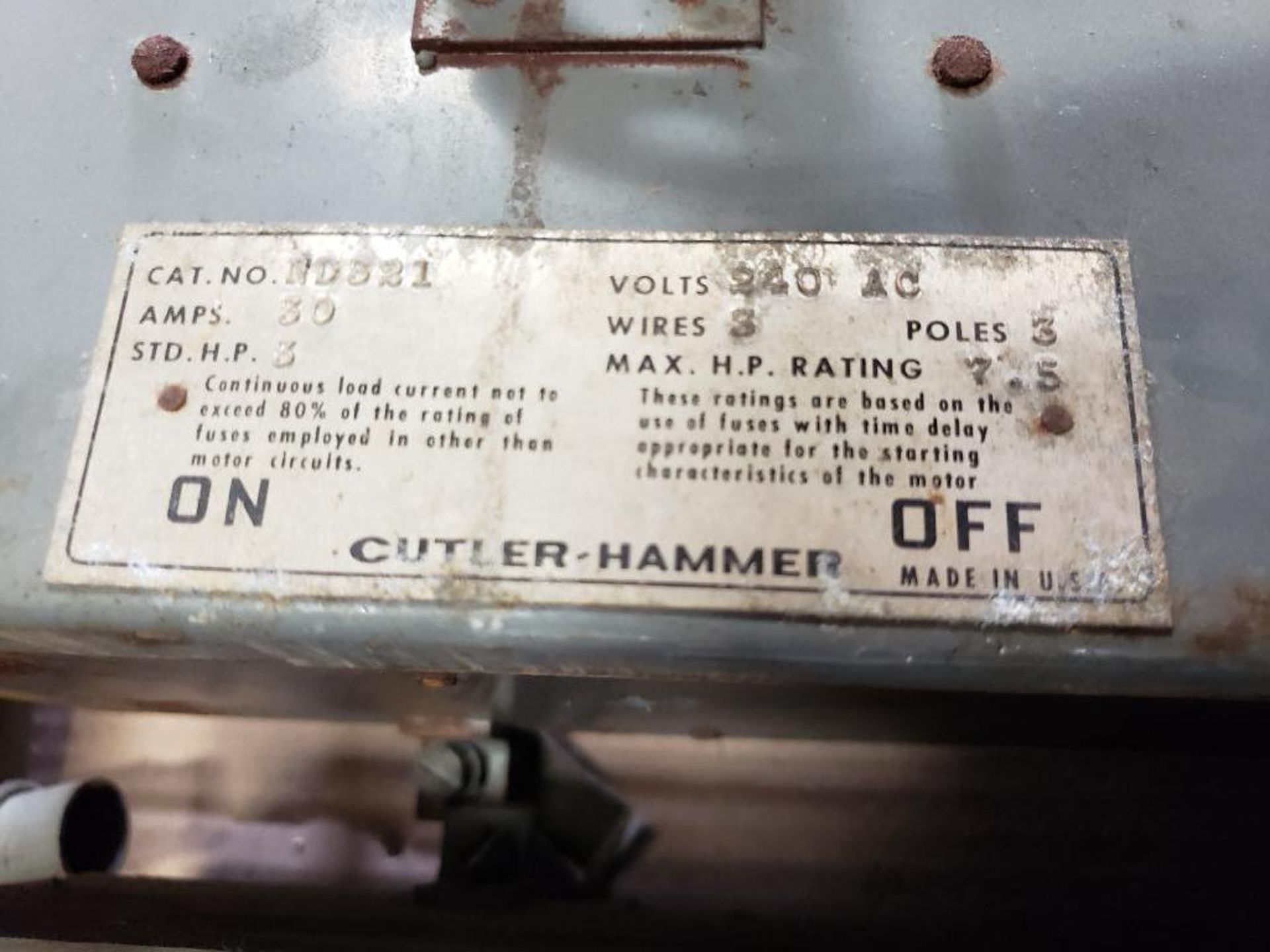 Qty 4 - Cutler Hammer ND321 30AMP safety switch. - Image 8 of 8