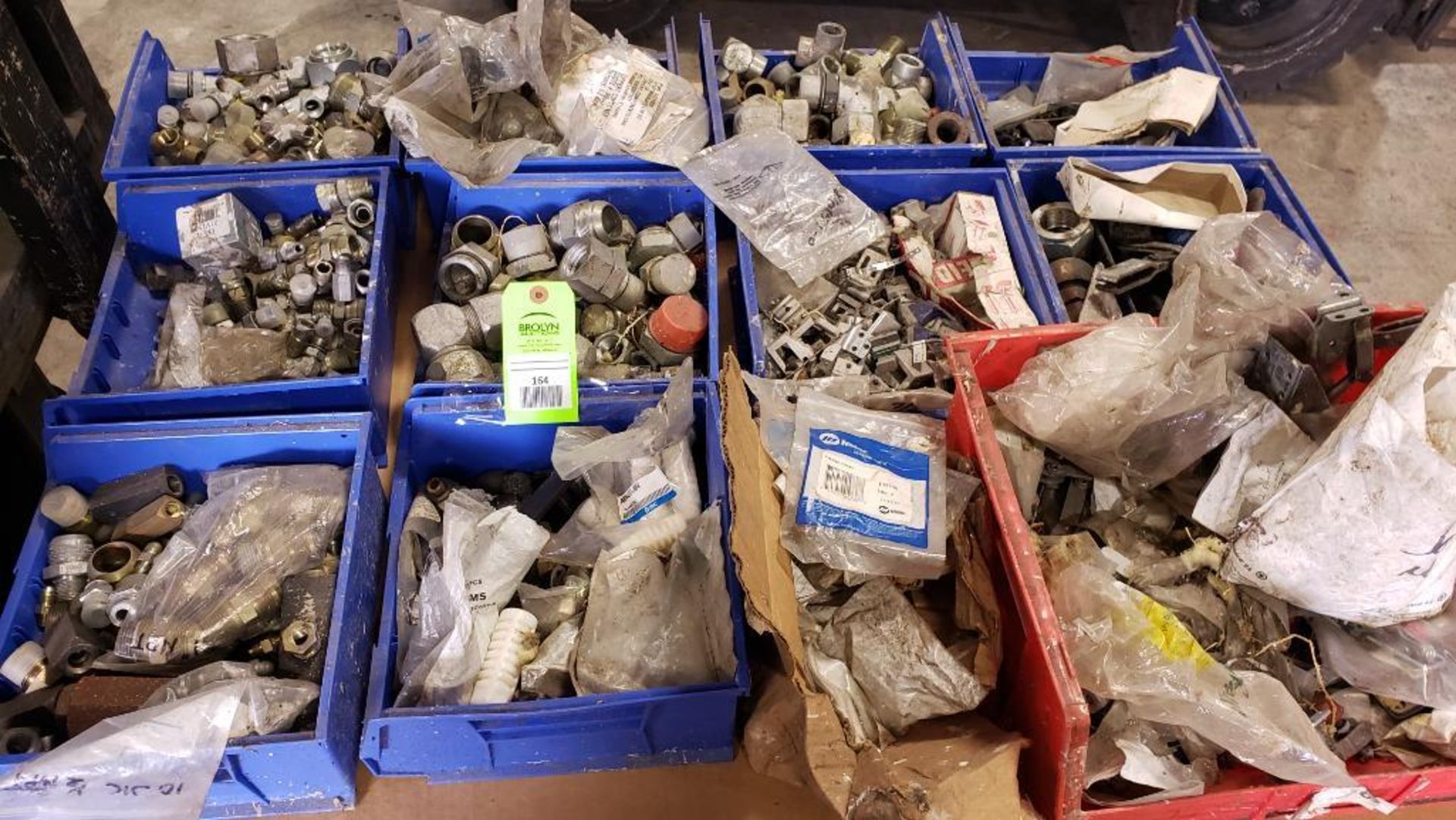 Pallet of assorted hardware and fittings.