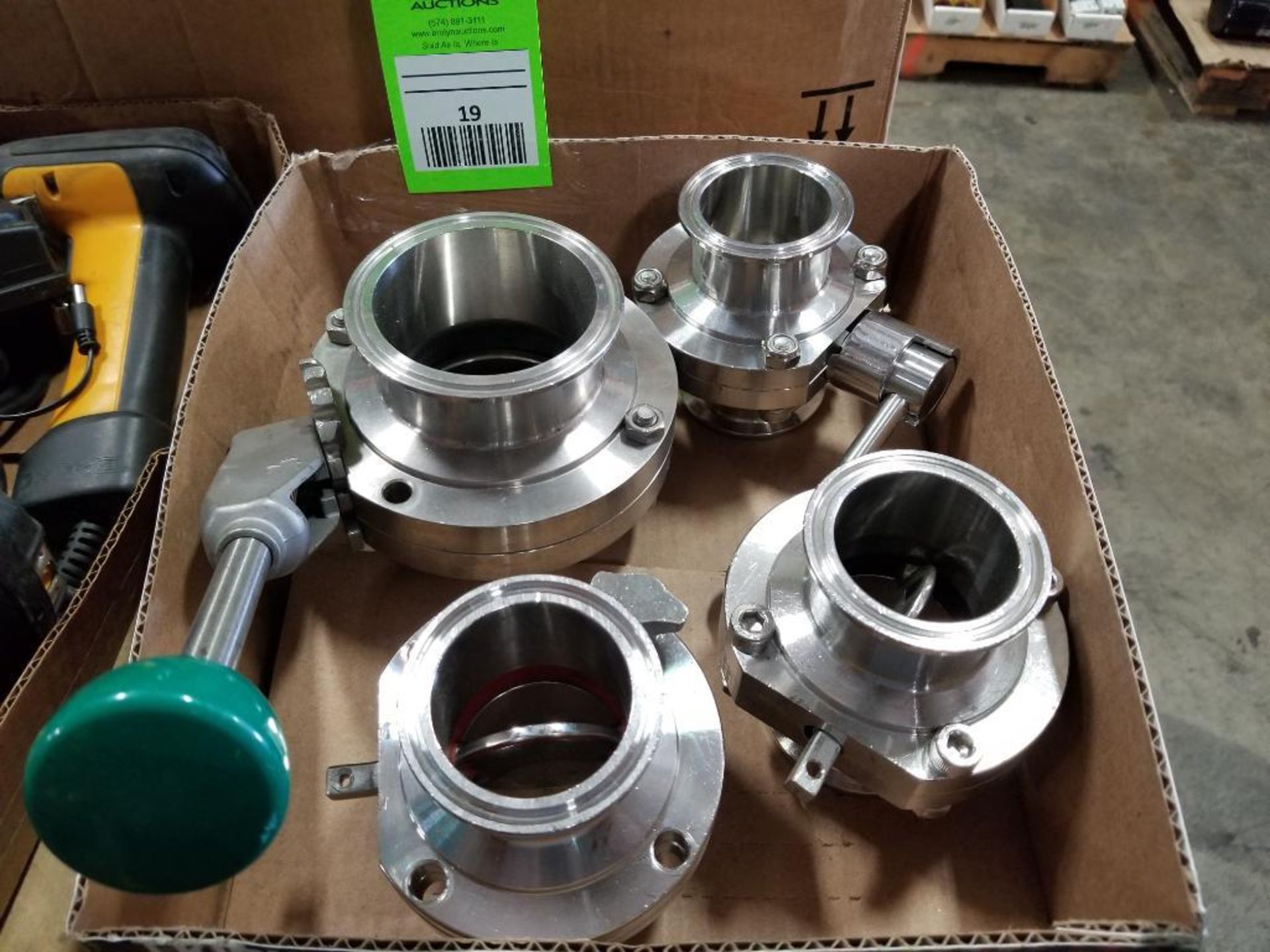 Qty 4 - Assorted stainless steel butterfly valves. Tri-Clover.