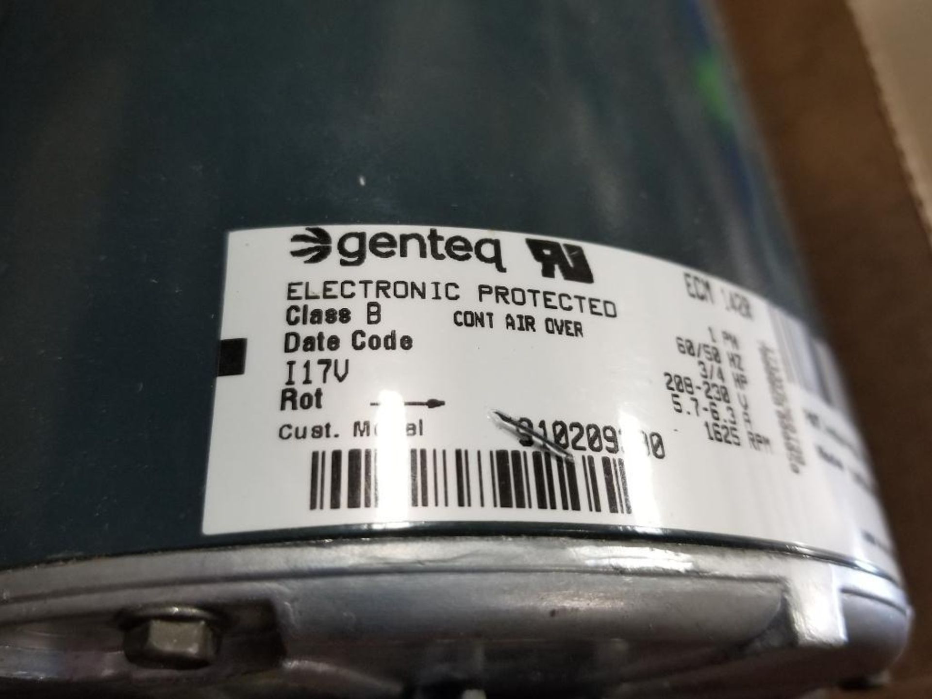 3/4HP Genteq ECM-142R motor. 1PH, 208-230V, 1625RPM. 5SME39SSHC096. - Image 3 of 6