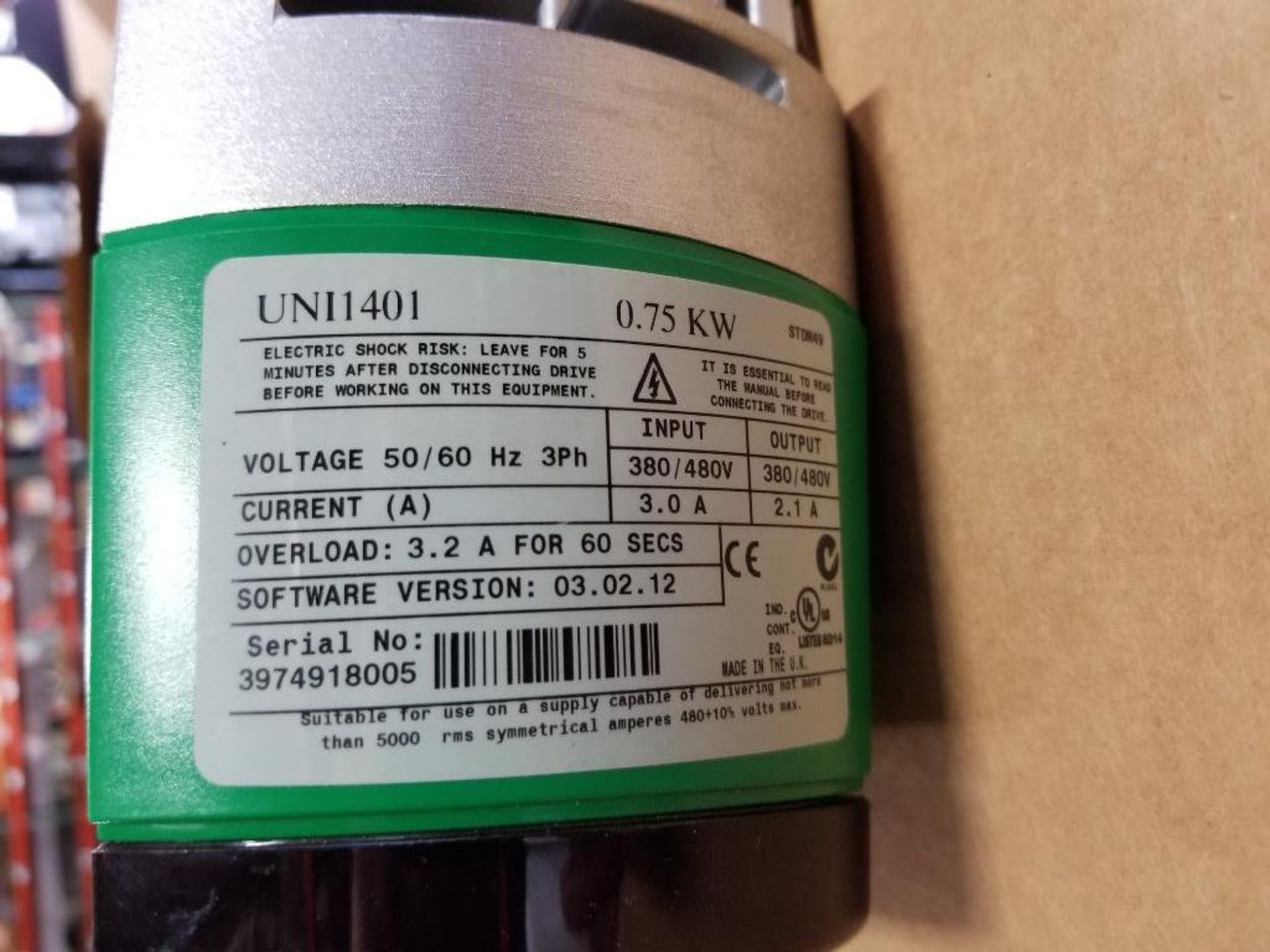 Control Techniques Emerson Unidrive V3. UNI1401. 0.75kW. - Image 6 of 10