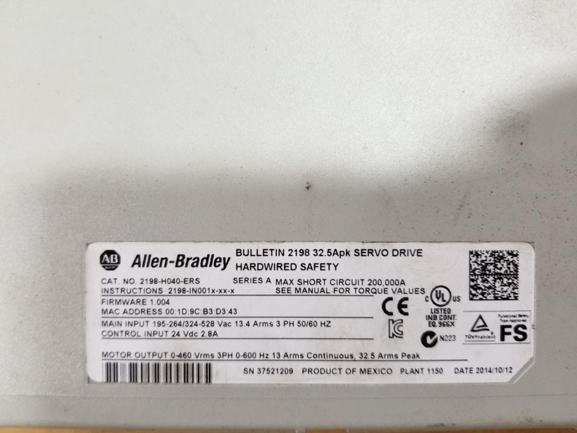 Allen Bradley Kinetix 5500 servo drive. 2198-H040-ERS. - Image 6 of 8