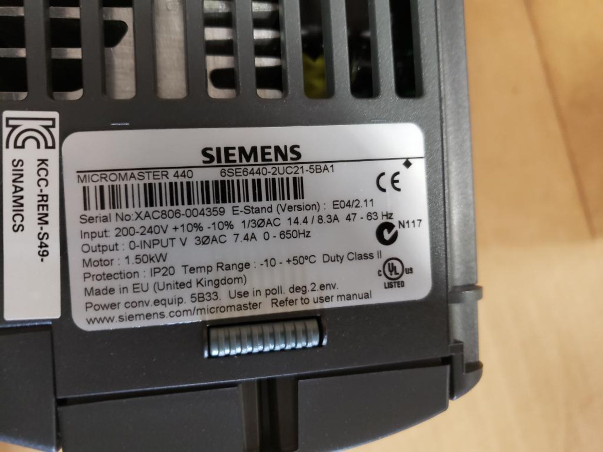 Siemens Micromaster 440 6SE6440-2UC21-5BA1. - Image 7 of 7