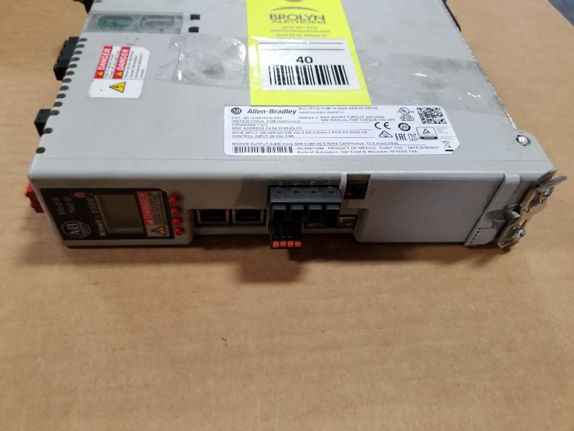 Allen Bradley Kinetix 5500 servo drive. 2198-H015-ERS.