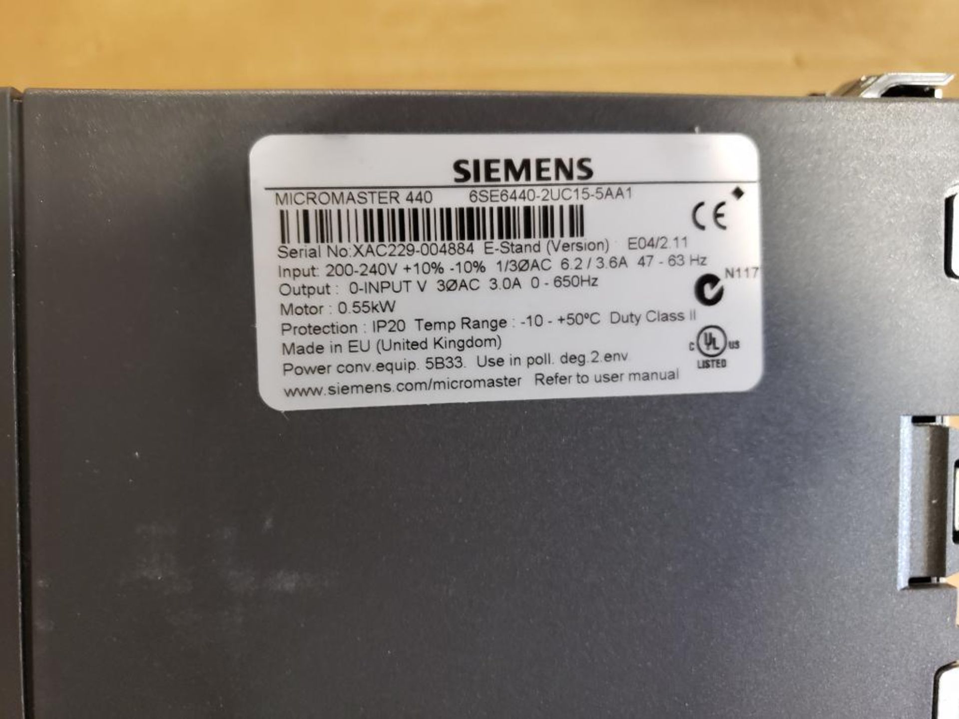 Siemens Micromaster 440 6SE6440-2UC15-5AA1. - Image 6 of 8