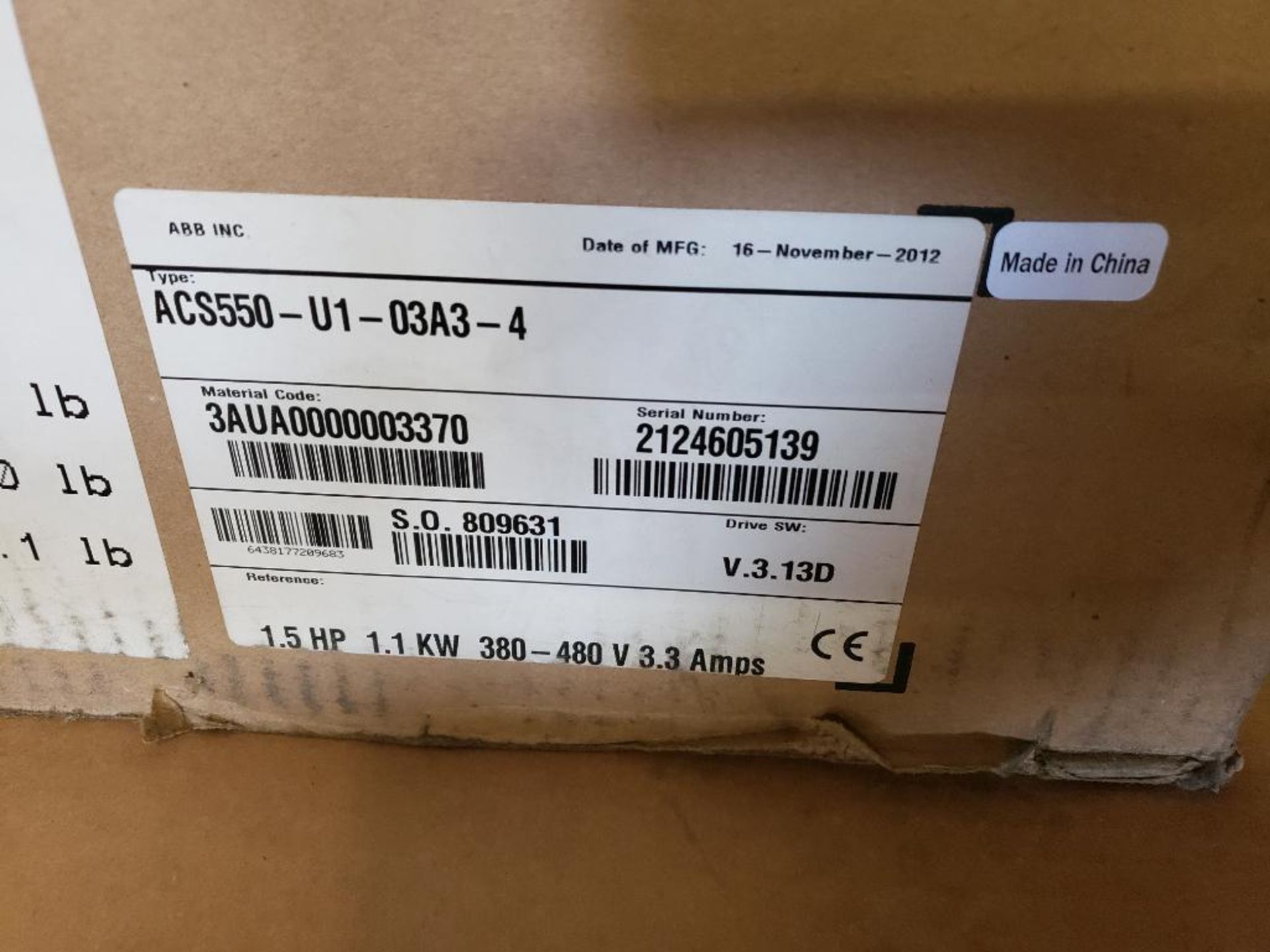 ABB ACS550-U1-03A3-4 wall mount drive. 1.5HP, 1.1kW, 280-480V. New in box. - Image 9 of 11