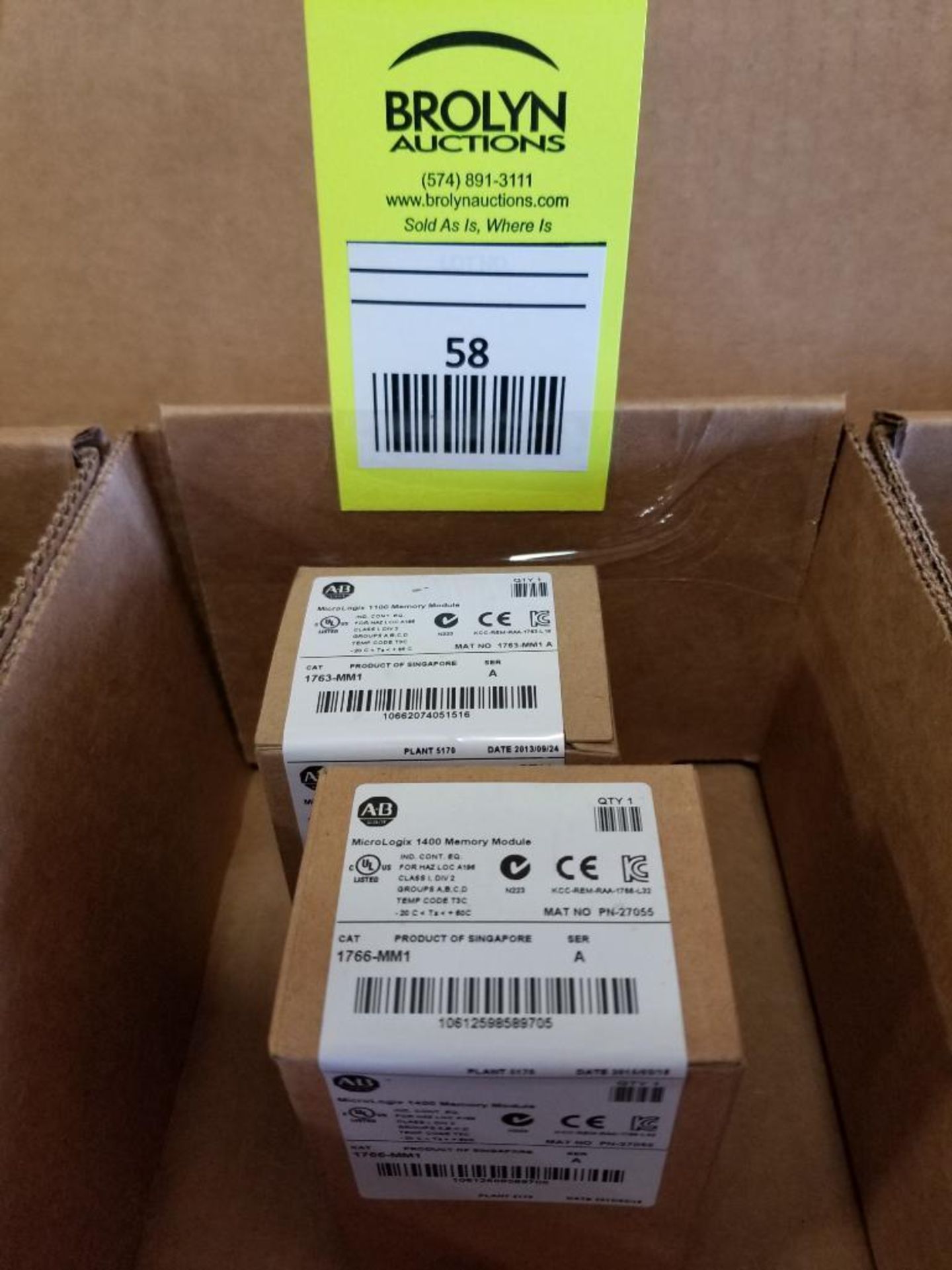 Qty 2 - Allen Bradley 1766-MM1 MicroLogix 1400 Memory module. New in sealed box.