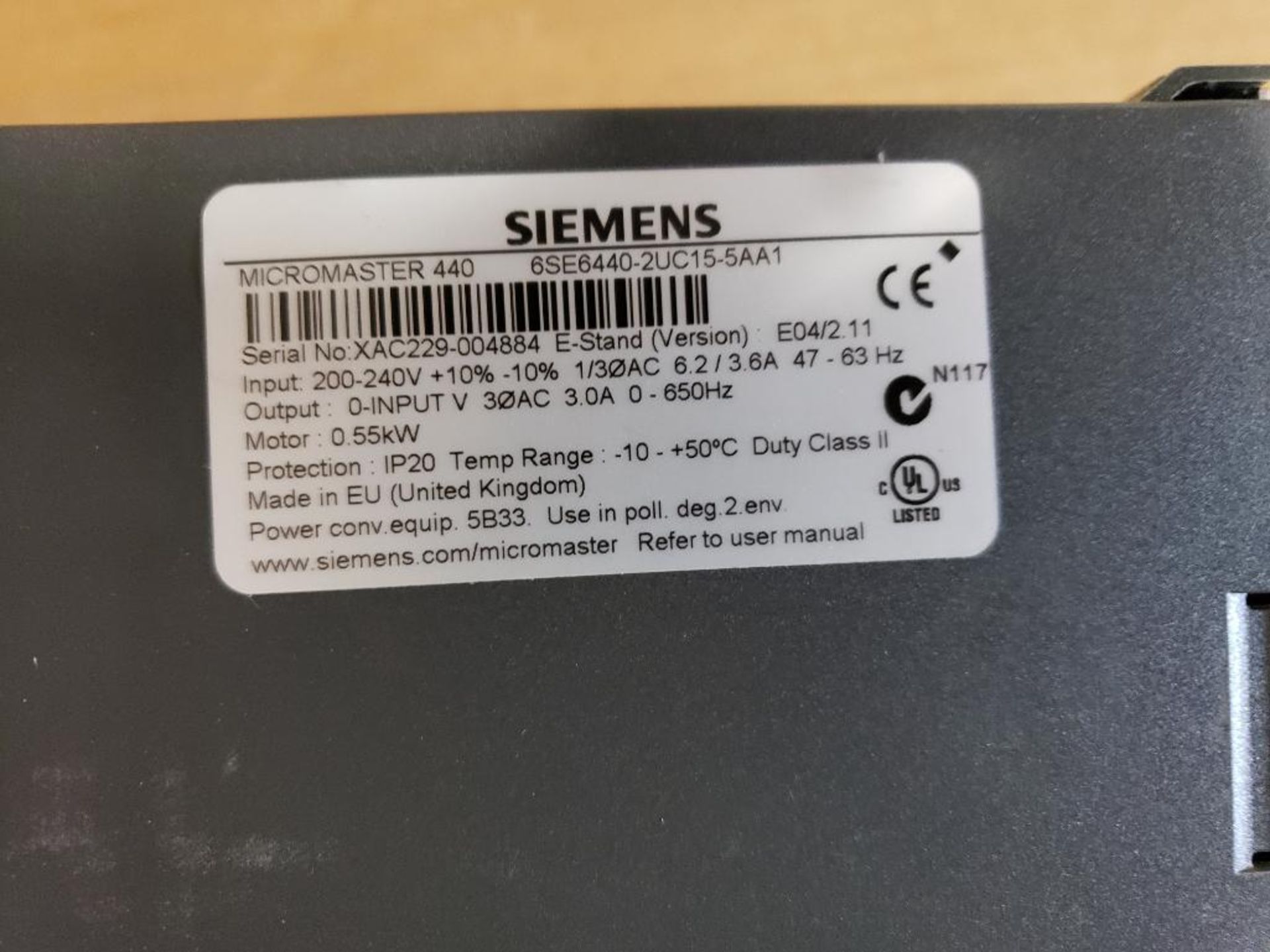 Siemens Micromaster 440 6SE6440-2UC15-5AA1. - Image 5 of 8