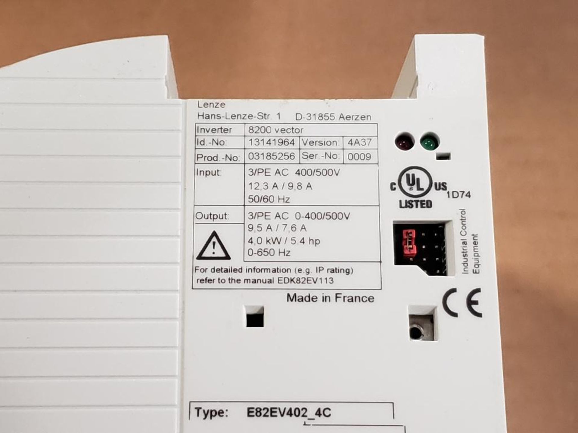 Lenze frequency inverter 13141964. 8200 vector, 3PH, 400V, 4.0kW. - Image 4 of 6