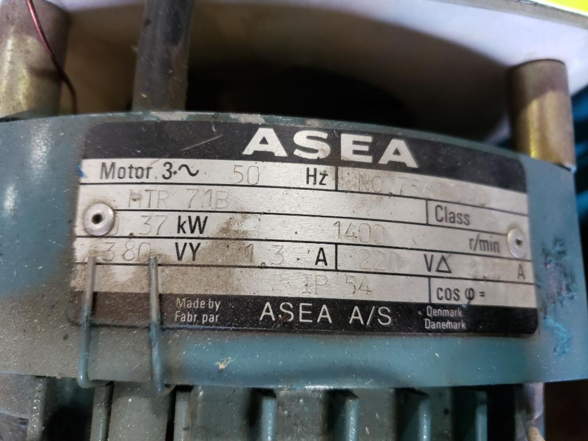 0.37kW ASEA motor MTR-71N. 3PH, 220/380V, 1400RPM. - Image 5 of 5