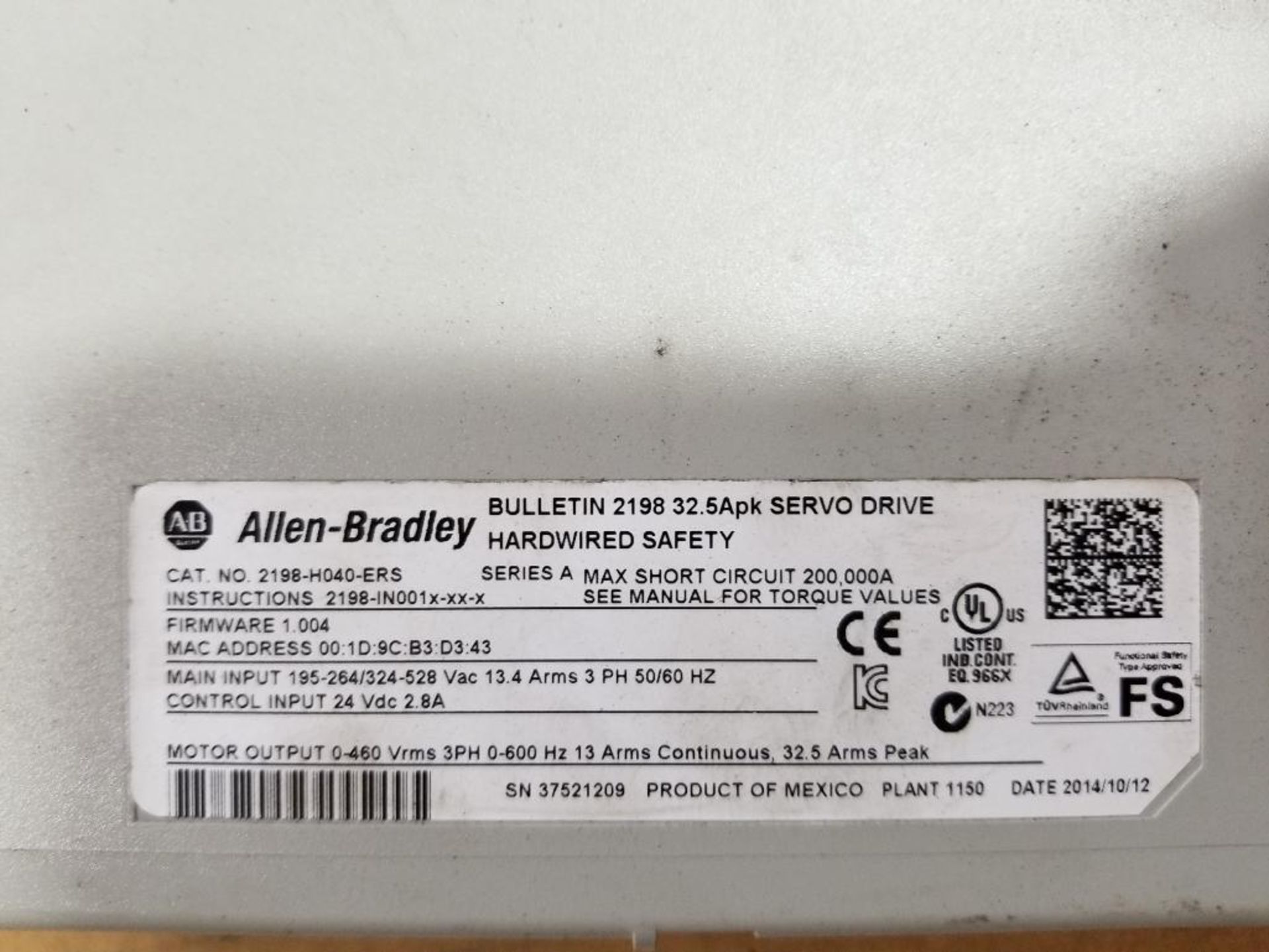 Allen Bradley Kinetix 5500 servo drive. 2198-H040-ERS. - Image 7 of 8