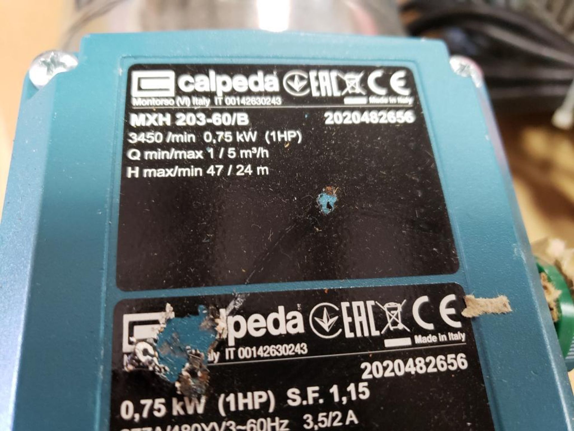 1HP Calpeda MXH203-60/B multi-stage pump. 0.75kW, 3450RPM. New no box. - Image 2 of 6