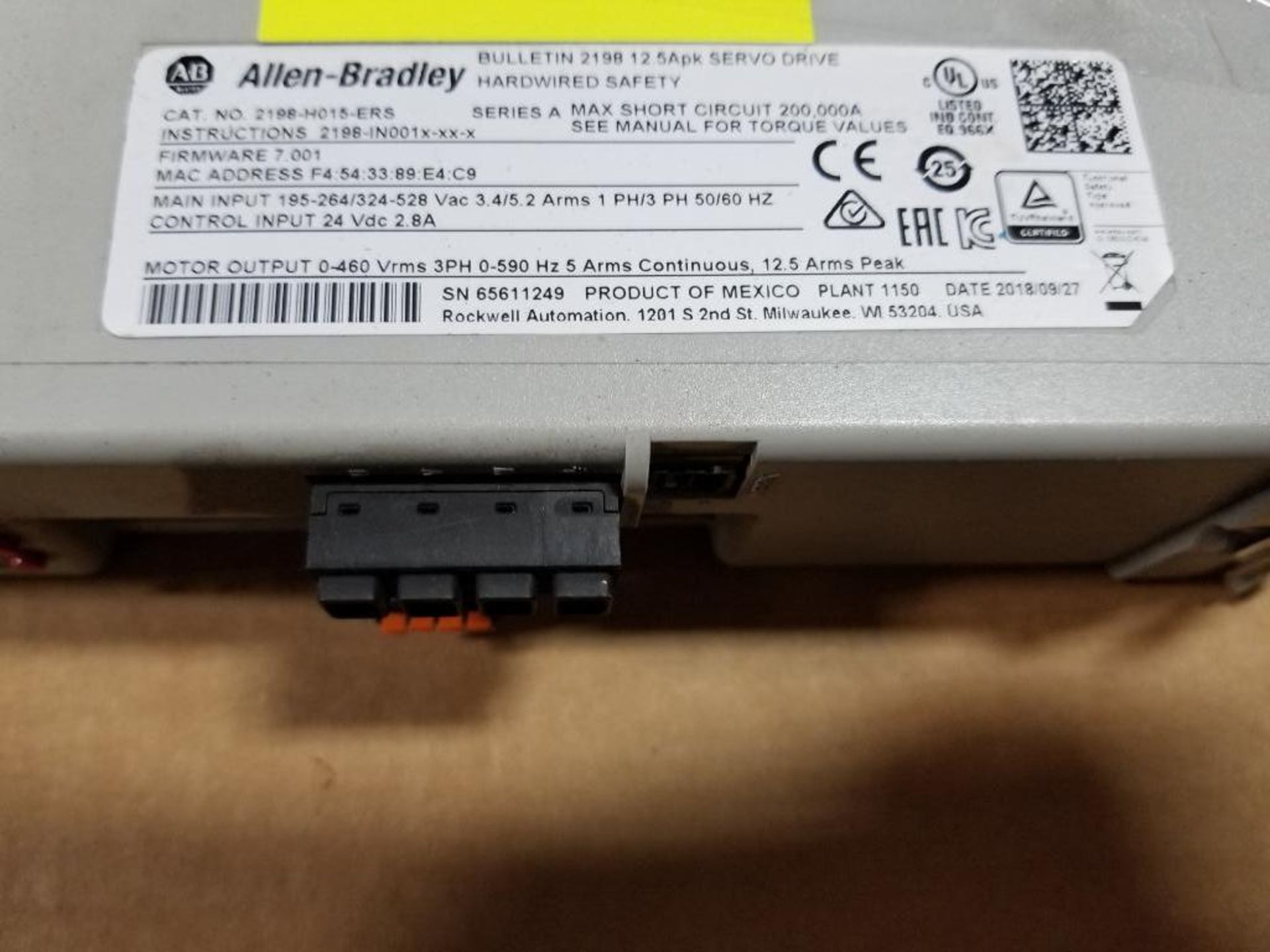 Allen Bradley Kinetix 5500 servo drive. 2198-H015-ERS. - Image 2 of 8