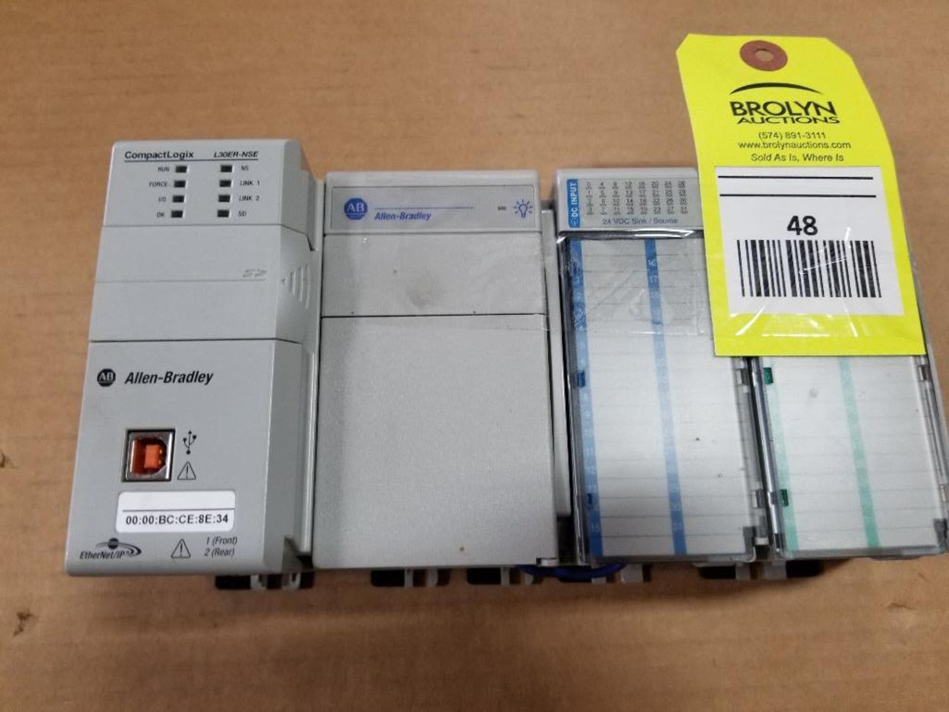 Allen Bradley programmable controller assembly. CompactLogix, Input, Output modules.