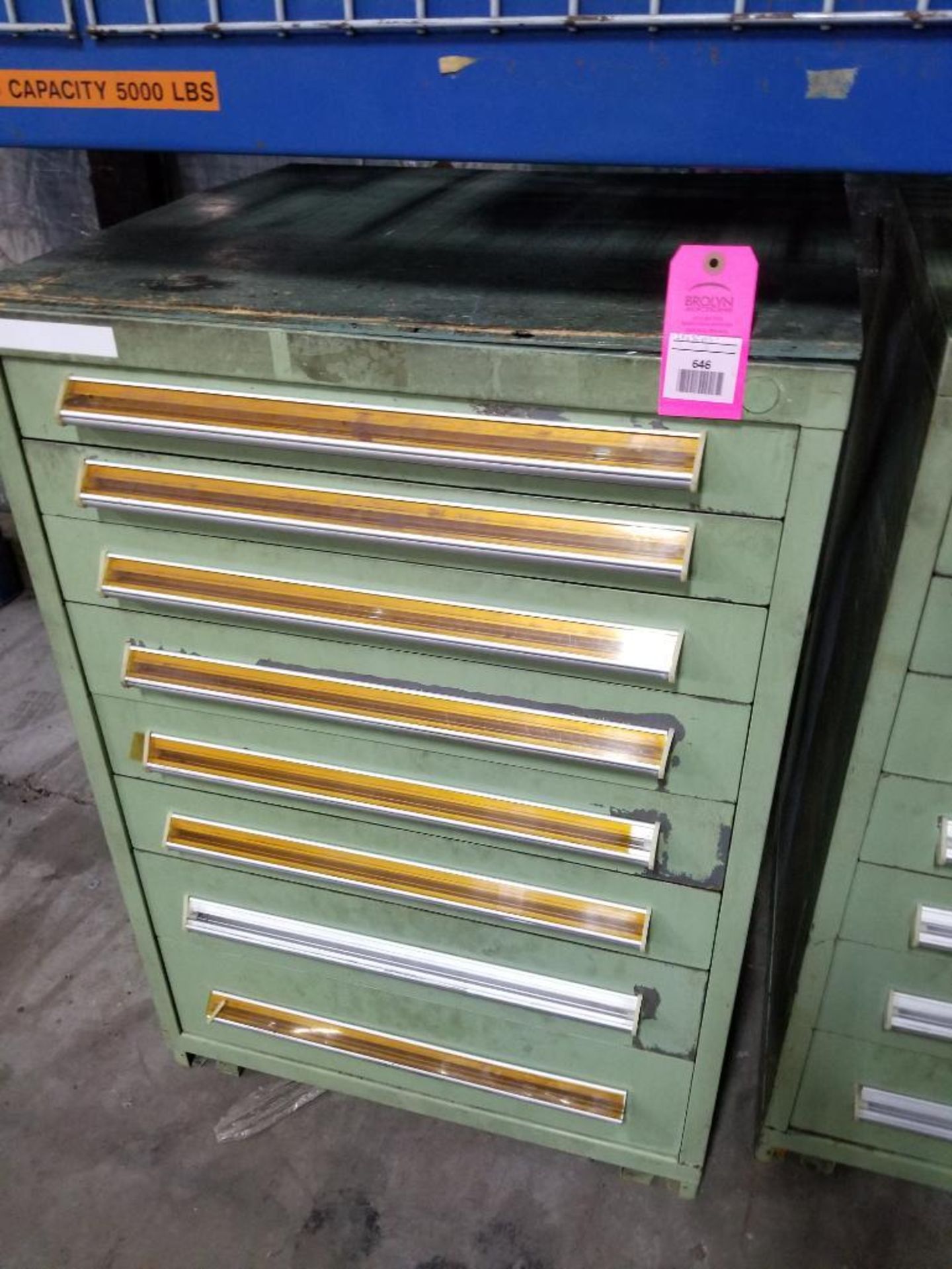 8 drawer Stanley Vidmar tool cabinet. 28D x 30W x 45T.