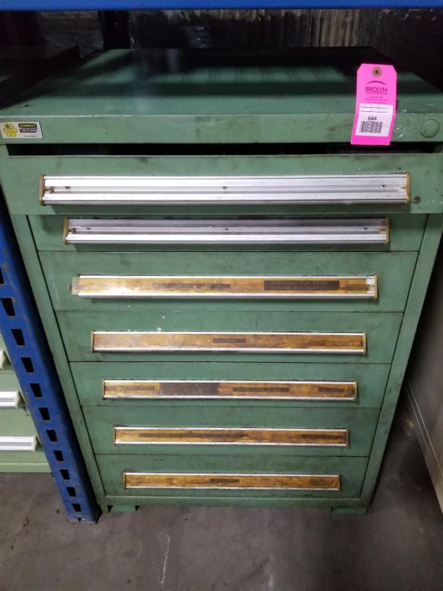 7 drawer Stanley Vidmar tool cabinet. 28D x 30W x 45T.
