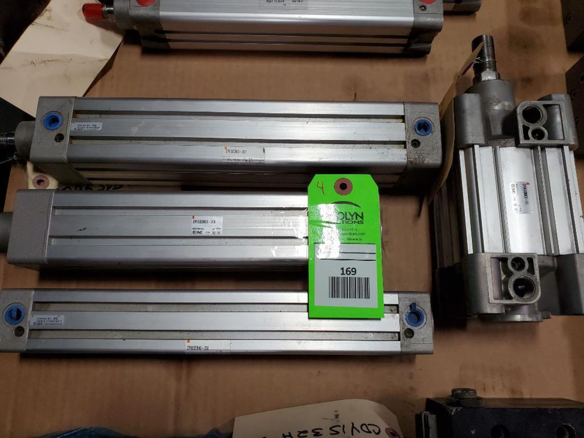 Qty 4 -Assorted pneumatic cylinders. SMC.