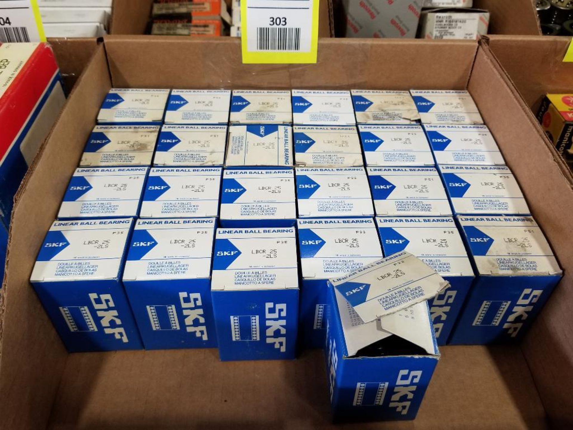 Qty 25 - SKF linear bearings. Part number LBCR-25-2LS. New in box.