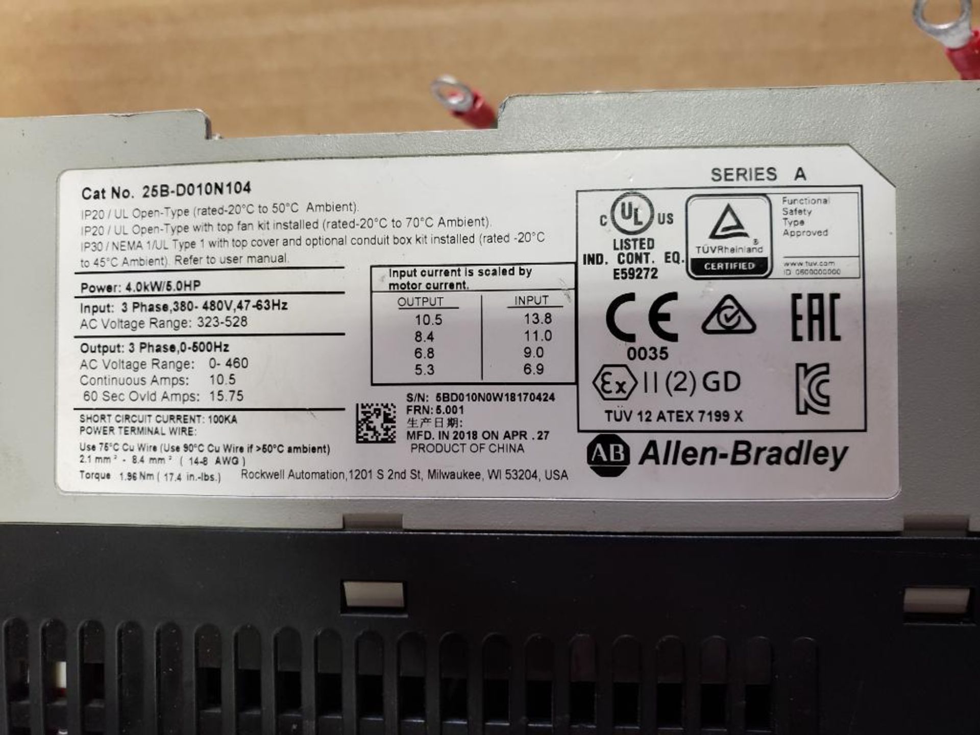 Allen Bradley powerflex 525 drive. Catalog 25B-D010N104. - Image 4 of 4