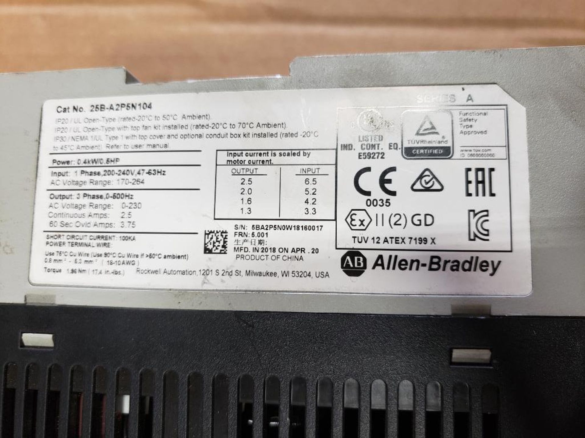 Allen Bradley powerflex 525 drive. Catalog 25B-A2P5N104. - Image 4 of 4