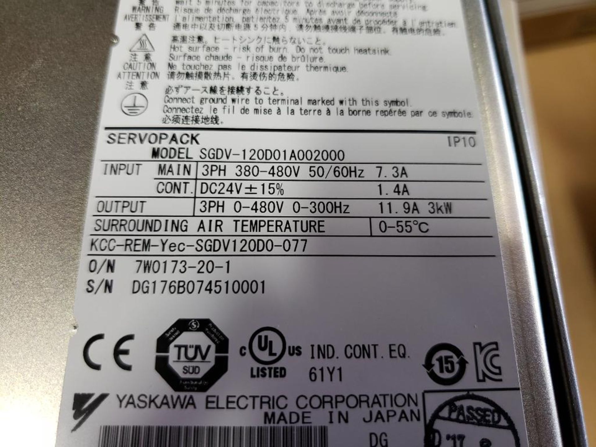 Yasakawa servopack drive. Model SGDV-120D01A002000. - Image 6 of 6