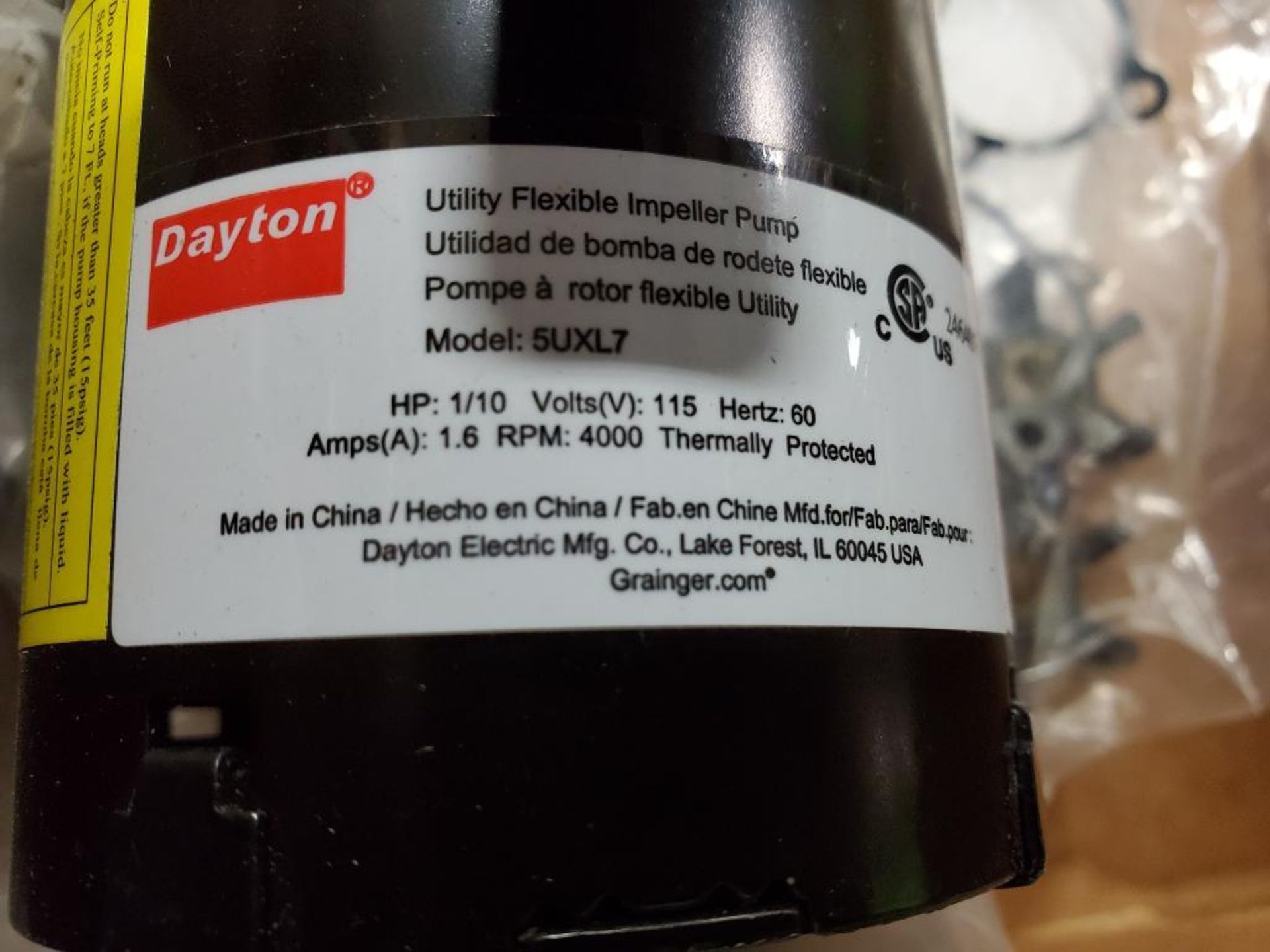 Dayton utility flexible impeller pump 5UXL7. New no box. - Image 3 of 5