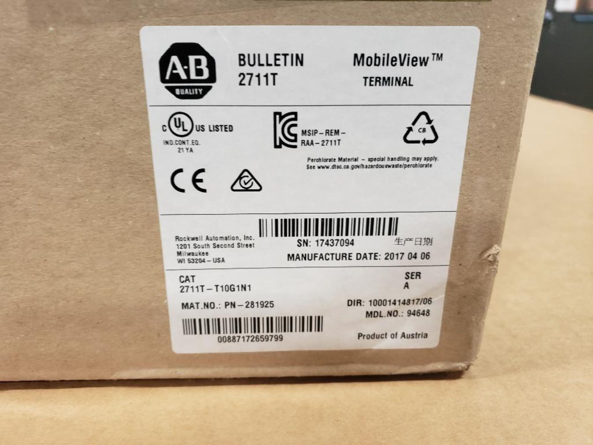 Allen Bradley MobileView terminal. Catalog 2711T-T10G1N1. - Image 2 of 5