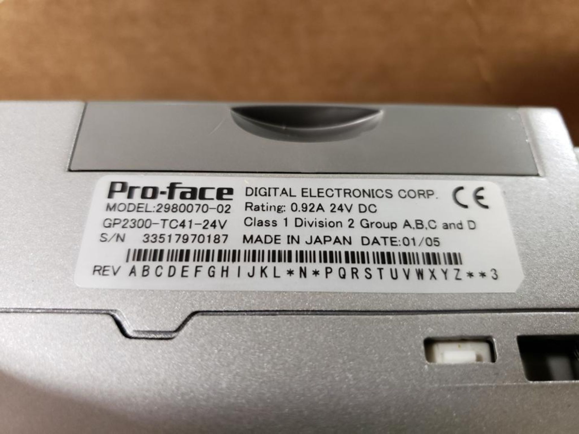 ProFace human machine interface. Model 2980070-02. Part number GP2300-TC41-24V. - Image 4 of 4