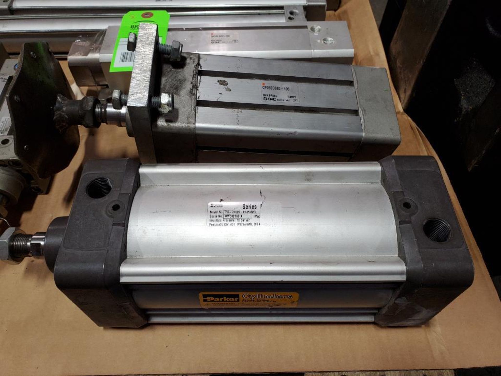 Qty 8 - Assorted pneumatic cylinders. SMC, Parker. - Image 3 of 11