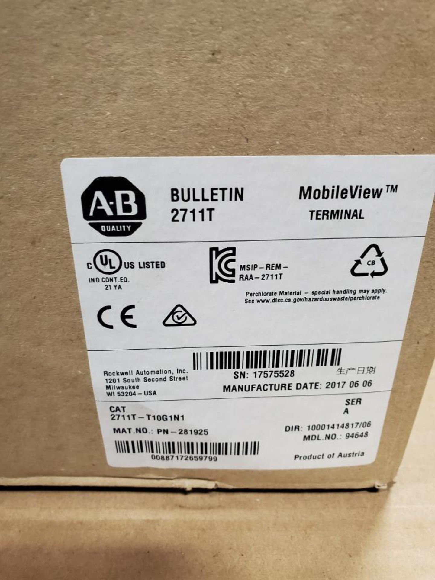 Allen Bradley MobileView terminal. Catalog 2711T-T10G1N1. New in box. - Image 2 of 4