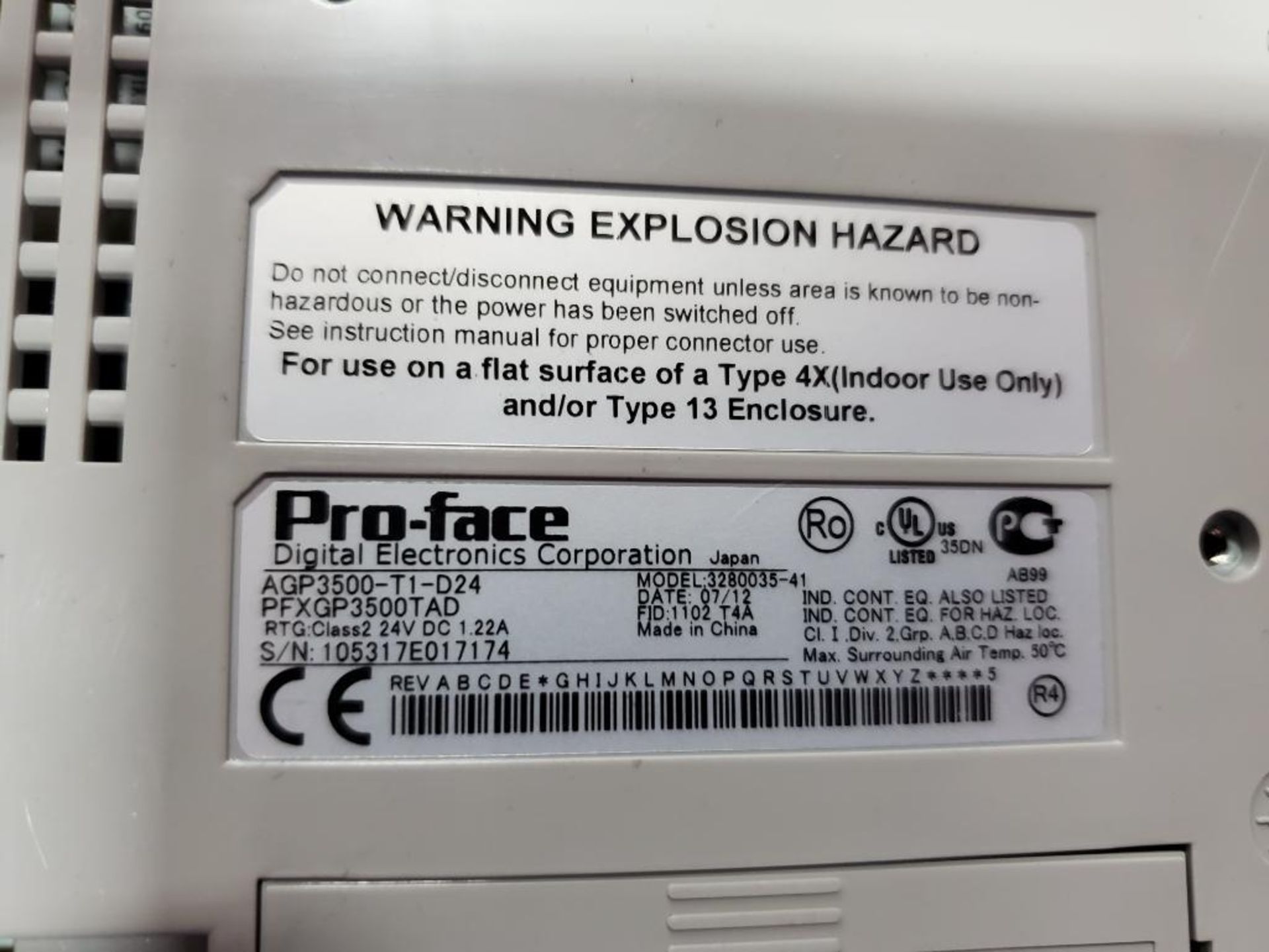 ProFace human machine interface. Model AGP3500-T1-D24. - Image 4 of 4