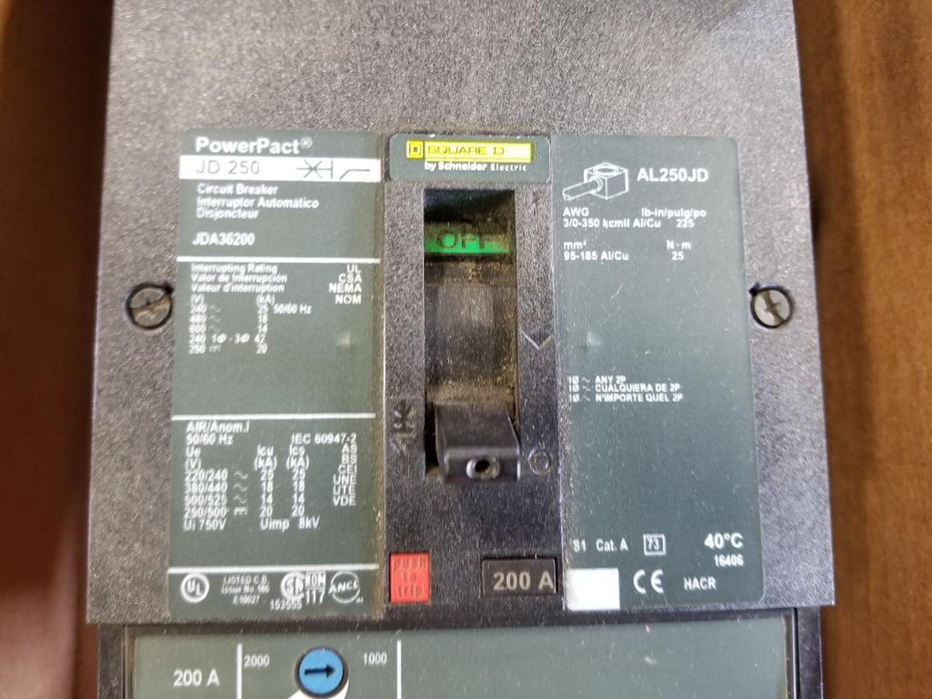 Square D PowerPact circuit breaker. Part number JDA36200. - Image 3 of 4