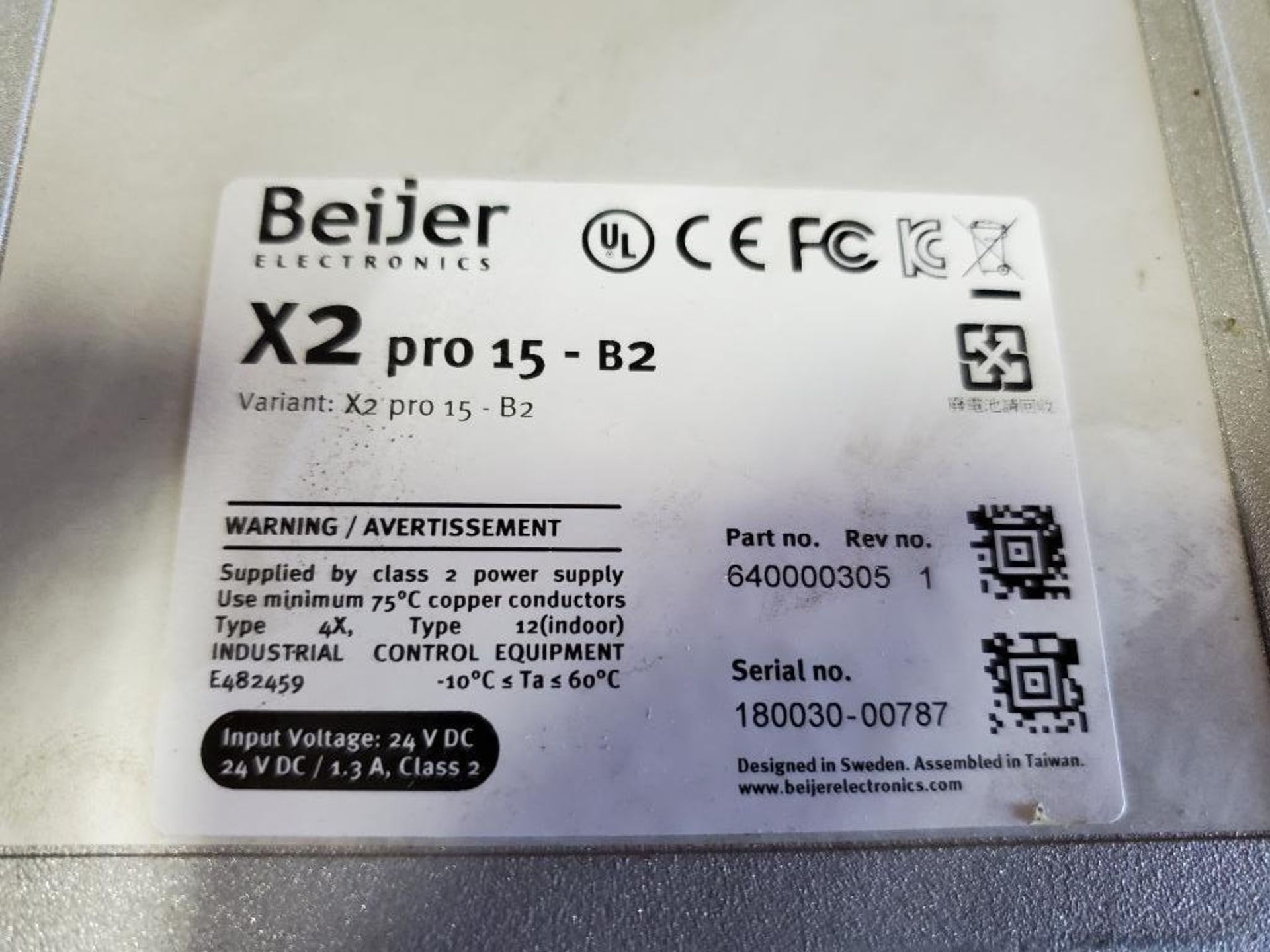 Beijer electronics human machine interface. Model X2-PRO. Part number X2-PRO15-B2 or 640000305. - Image 5 of 5