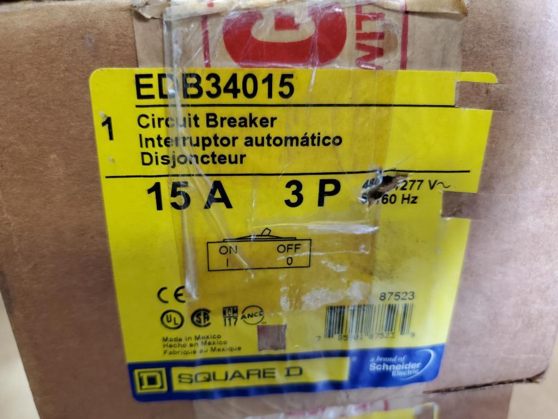 Qty 3 - Square D circuit breaker. Part number EDB34015. New in box. - Image 3 of 4