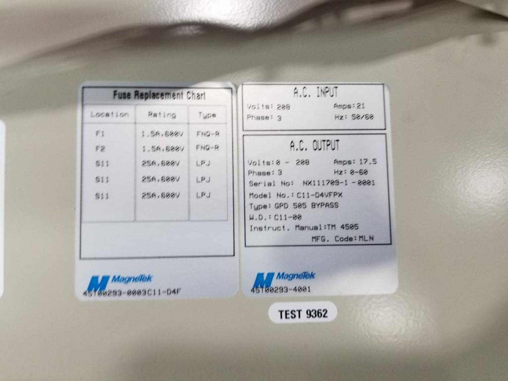 MagneTek AC drive. Model GPD505V-A017. 3 phase 200-220v, 0-230v output. - Image 4 of 16