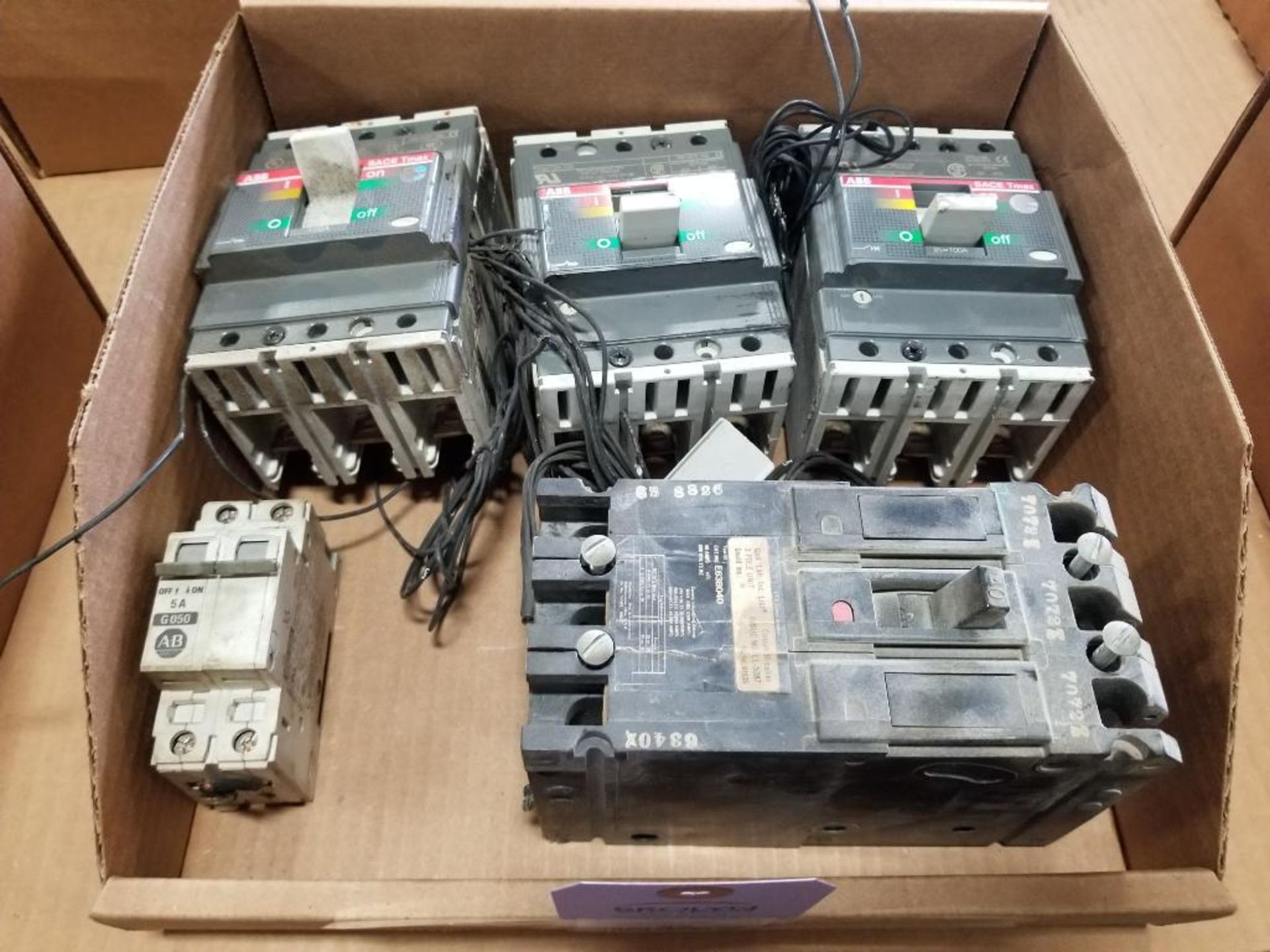 Qty 5 - Assorted molded case breakers.