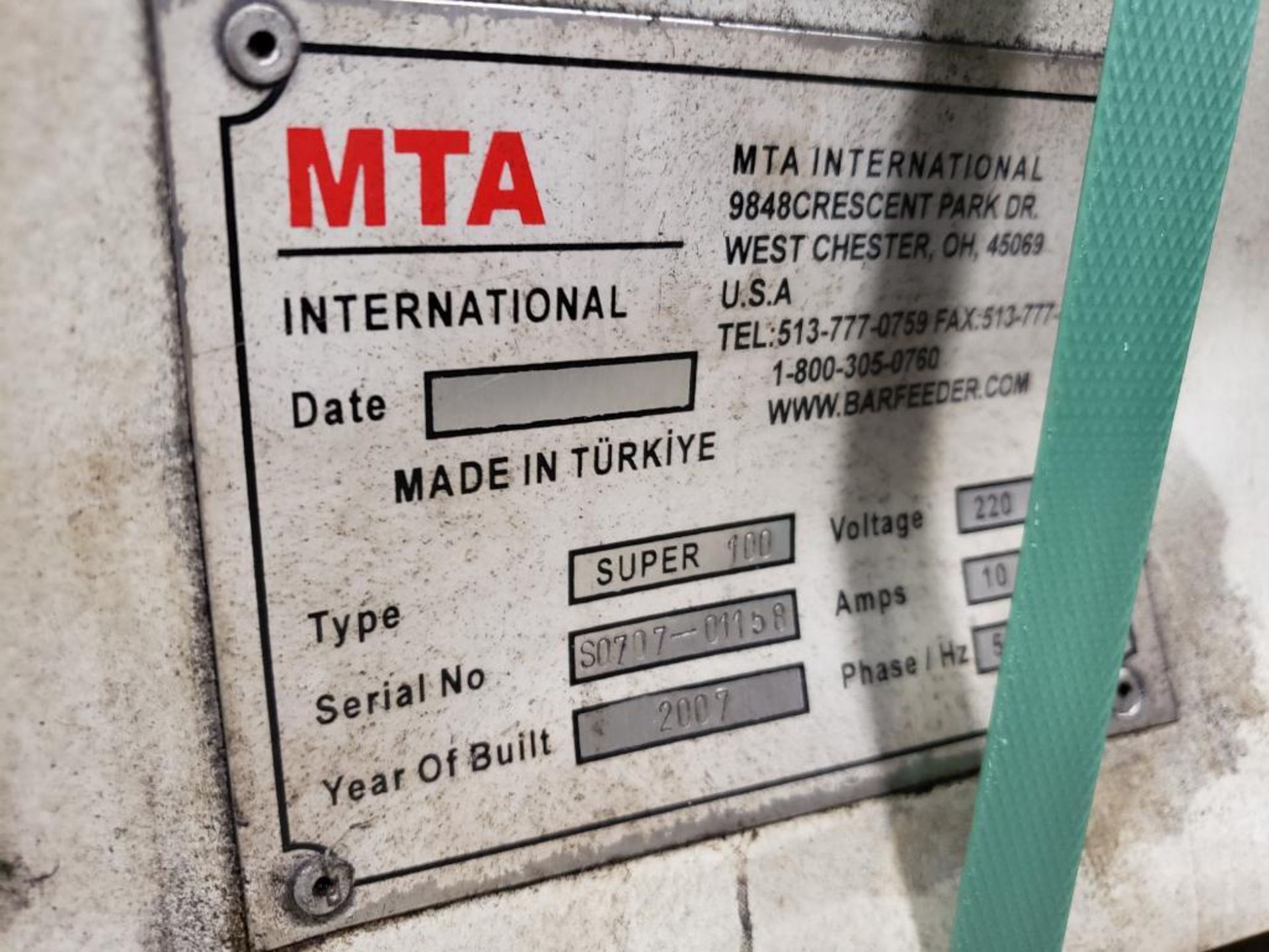 MTA International bar feeder. Model Super 100. - Image 6 of 11