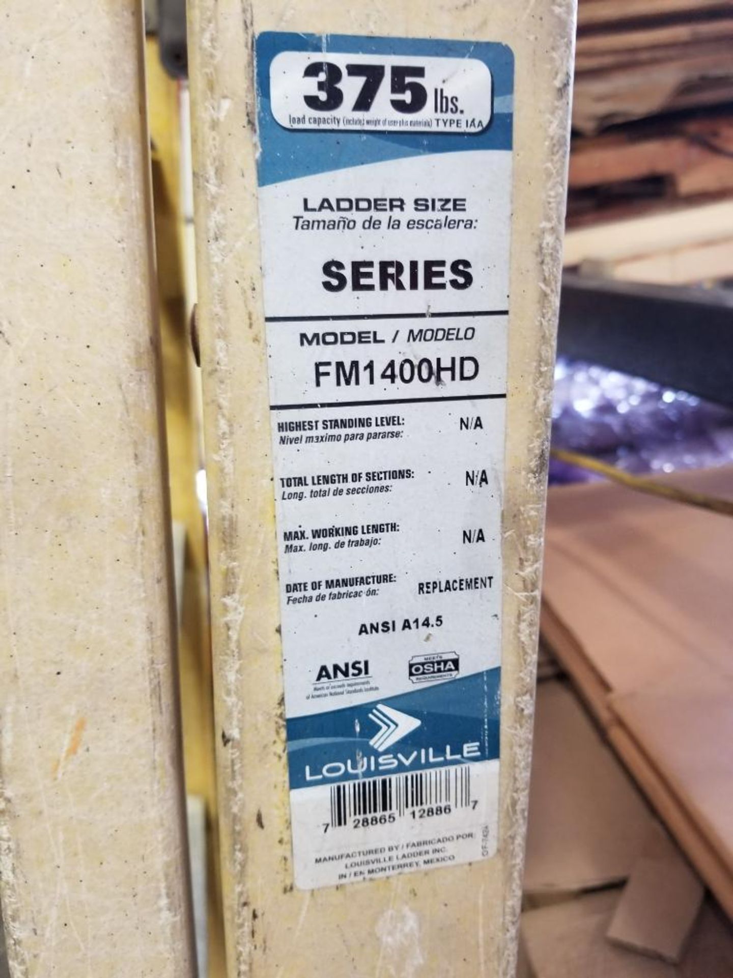 6ft Louisville folding fiberglass ladder. 375lb capacity. - Image 3 of 3