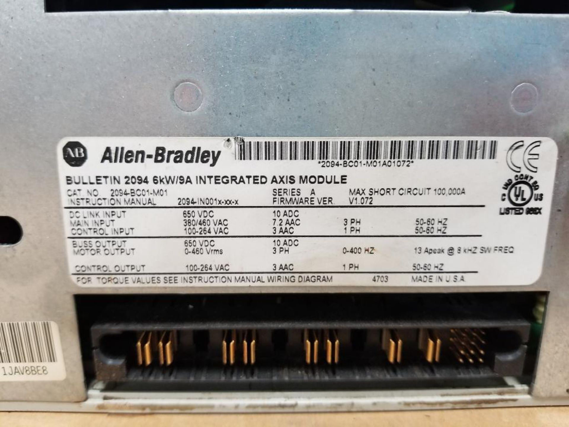 Allen Bradley Kinetix 6000 servo drive. Catalog 2094-BC01-M01. - Image 4 of 5