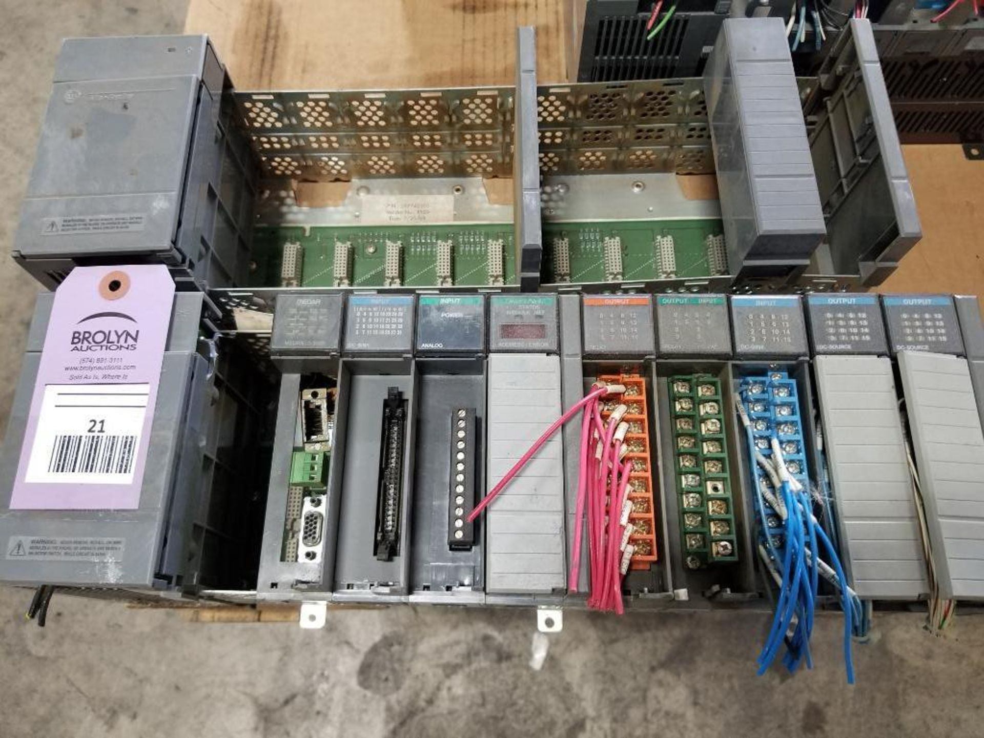 Qty 2 - Allen Bradley SLC PLC rack with cards.