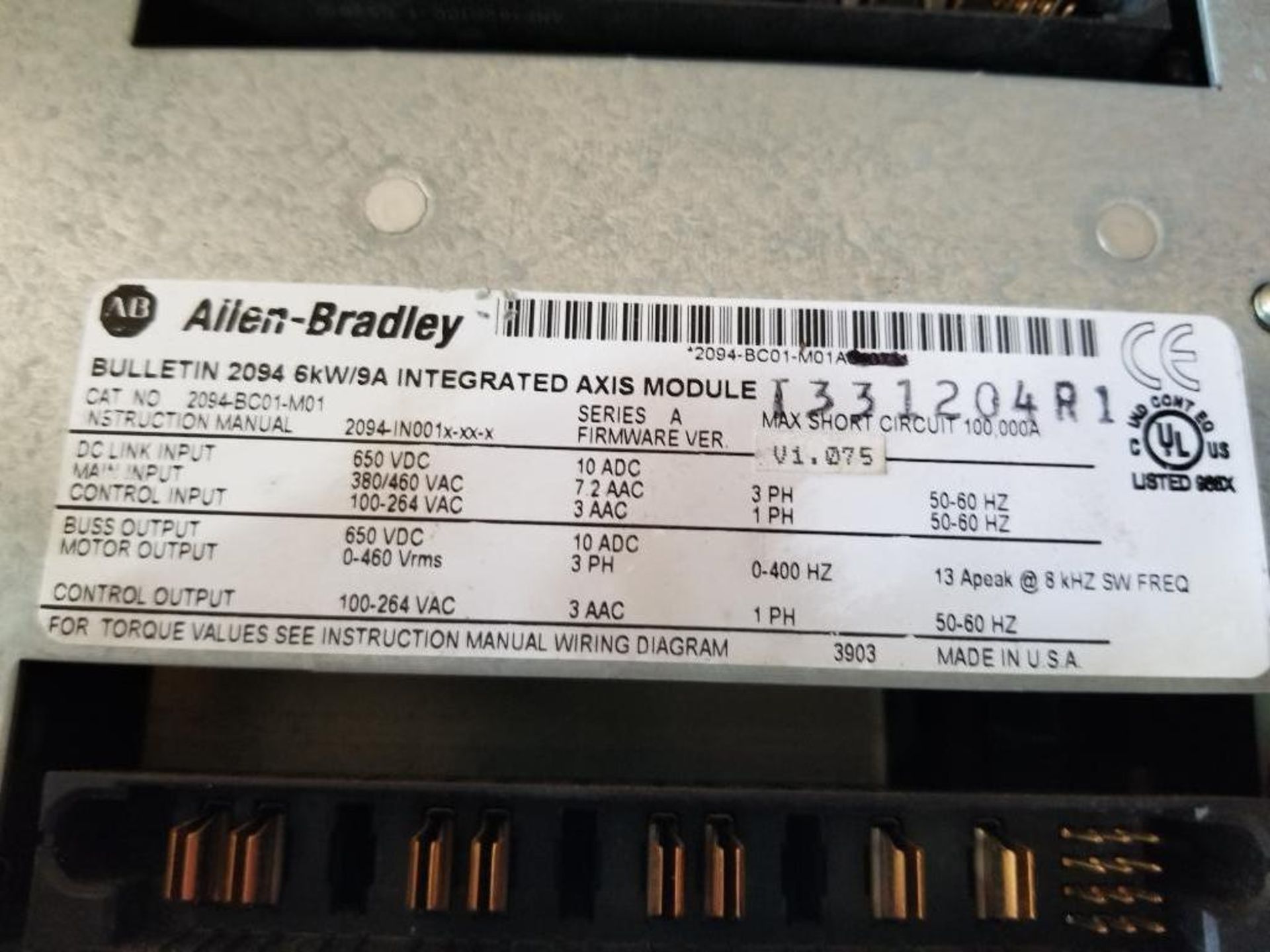 Allen Bradley Kinetix 6000 servo drive. Catalog 2094-BC01-M01. - Image 5 of 6